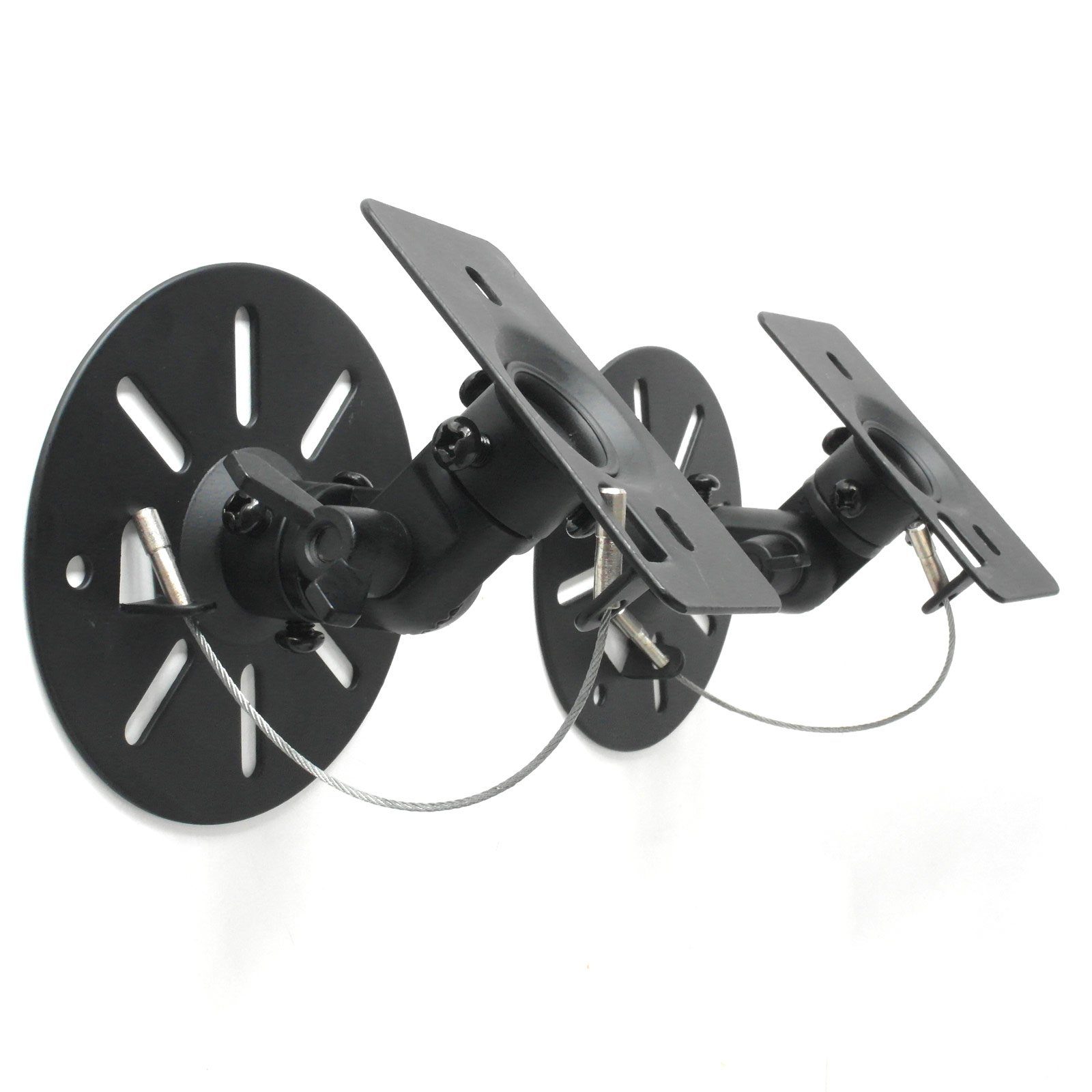 Drall Instruments Lautsprecher-Wandhalterung BS9BK, (2-tlg., 360° Grad drehbar, per Rasterung arretierbar, Stahlseil-Sicherung)