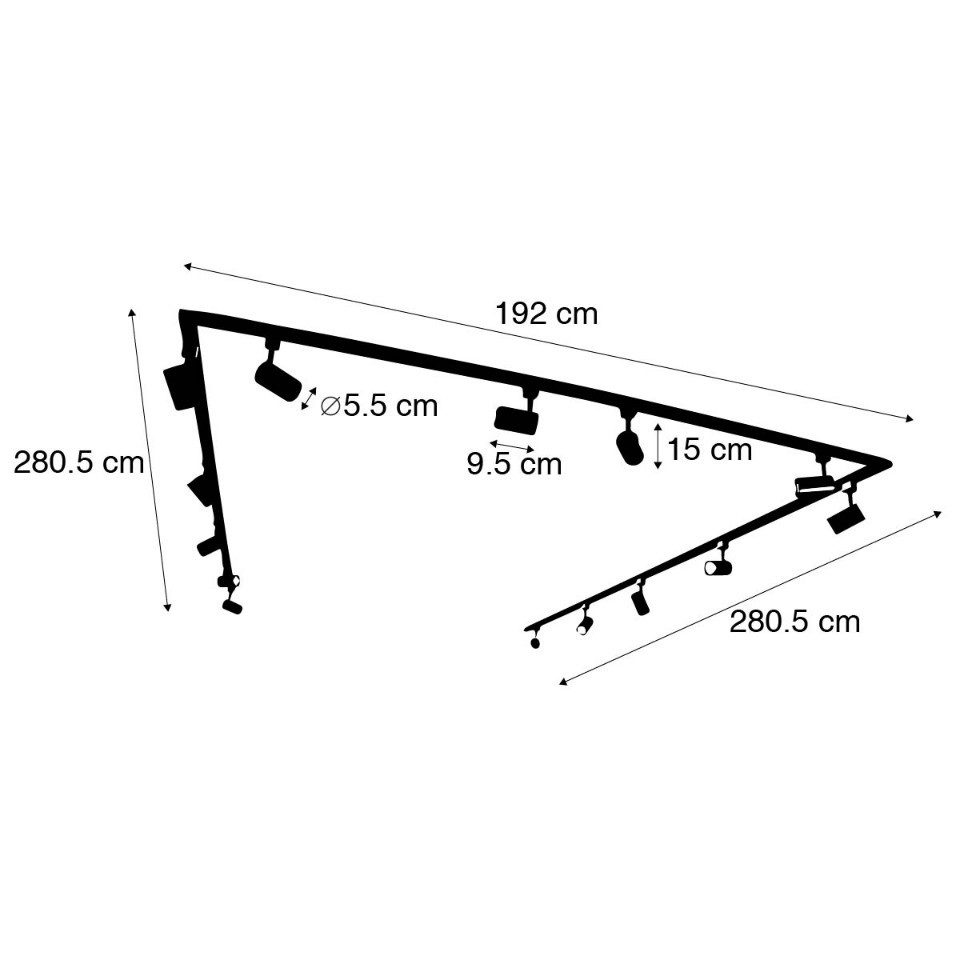 Qazqa Schienensystem-Sets Iconic jeana, ohne Leuchtmittel, Warmweiß, QAZQA Schienen­leuchte, gu10, Schwarz, Stahl, Modern
