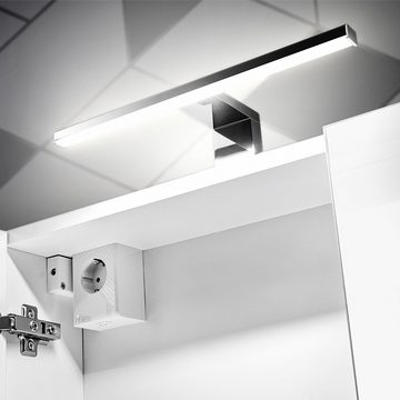 Lomadox Spiegelschrank LARCIANO-56 60 cm mit LED-Beleuchtung und Steckdose in weiß, B/H/T 60/70/21 cm