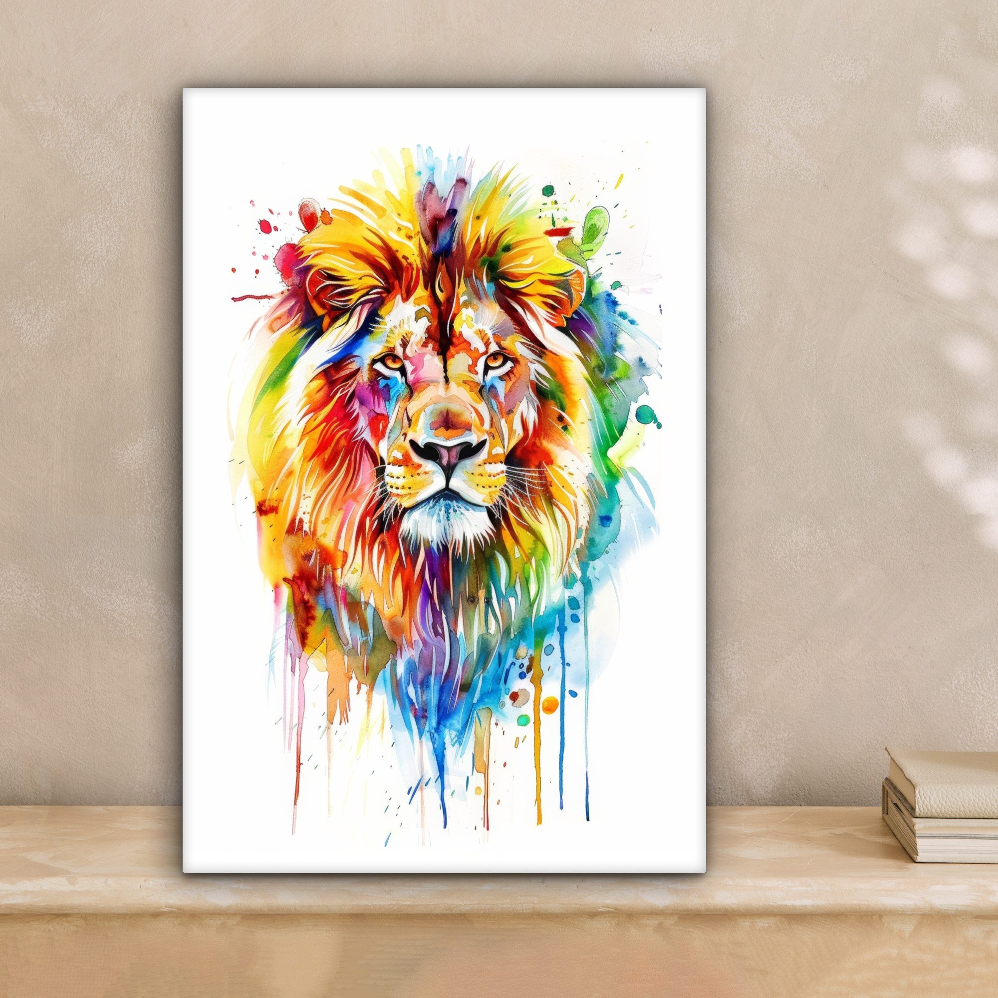 OneMillionCanvasses® Leinwandbild Löwe - Farbe - günstig online kaufen