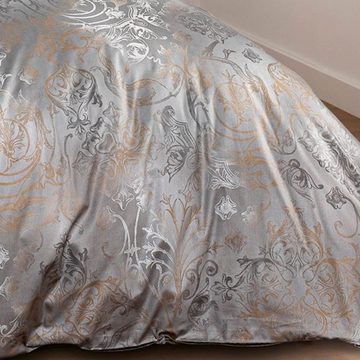 Bettwäsche Svizzera 2054 810 Grau Schweizer Premium-Satin, Estella, Satin, 3 teilig, Barock, Ornamente