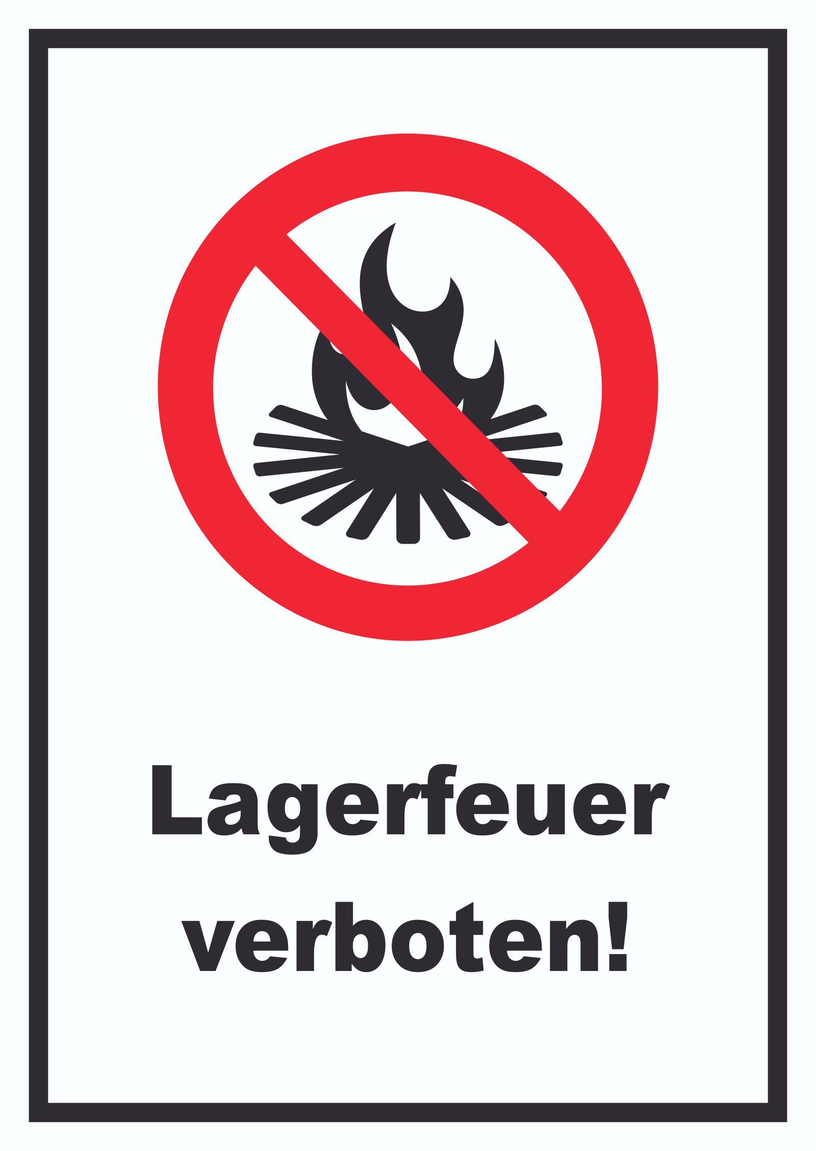HB-Druck Hinweisschild Lagerfeuer verboten Schild, wetterfest, stabil, UV-beständig, kratzfest