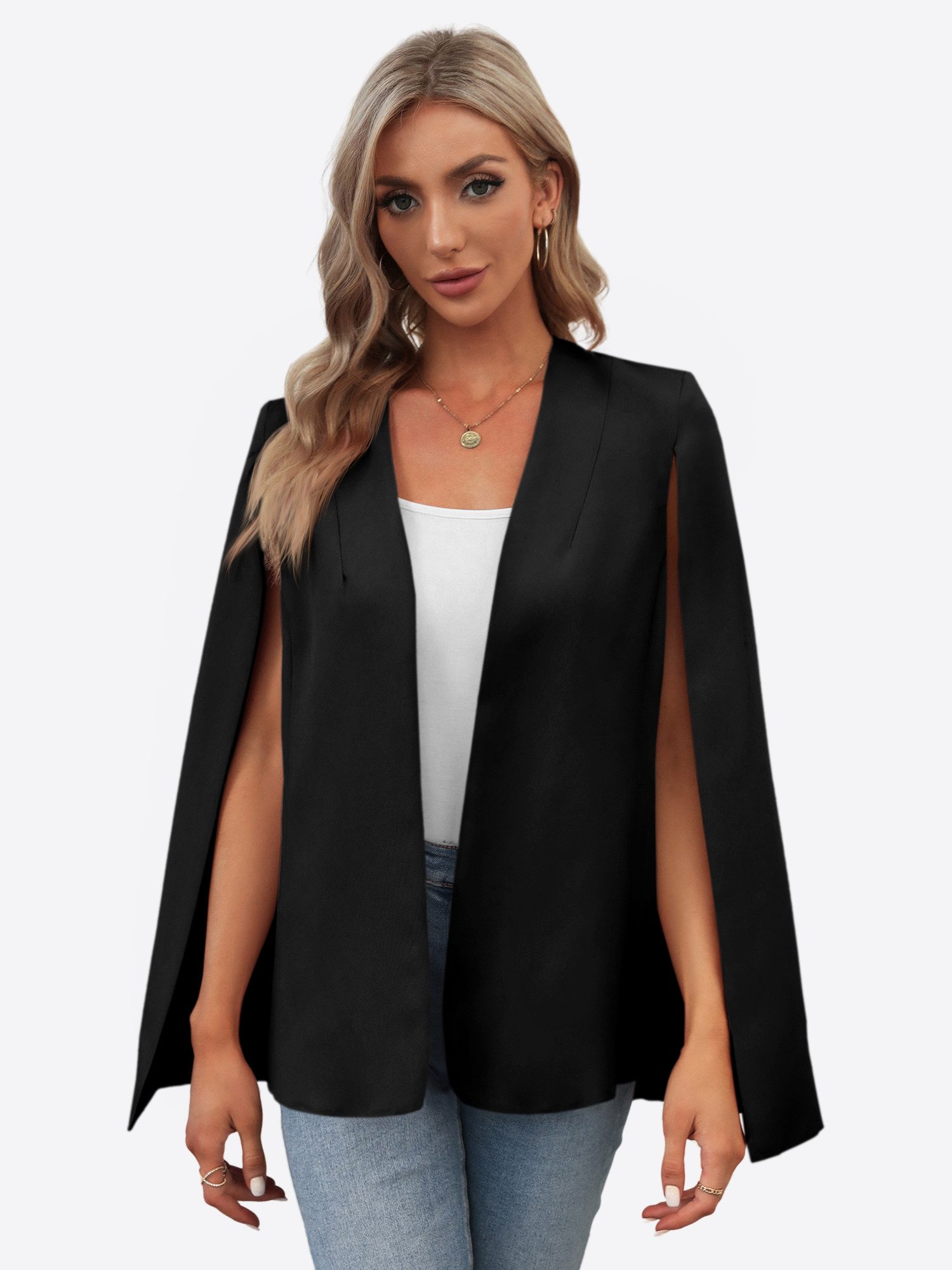 Imily Bela Jackenblazer Damen Cape Blazer (Packung, 1-tlg., 1per-Pack) Gespaltene Ärmel