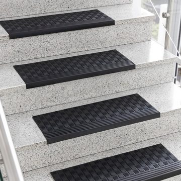 Stufenmatte Diamond, Treppenschutz, Stufenschutz, Schwarz, Karat, rechteckig, aus Gummi