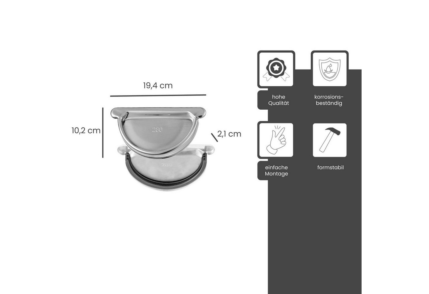 Thumbnail - Zambelli Dachrinne, Zink Steckboden (halbrund) mit Gummidichtlippe 333/6 teilig, 1-St., Silber Rinnenboden / Rinnendecke...