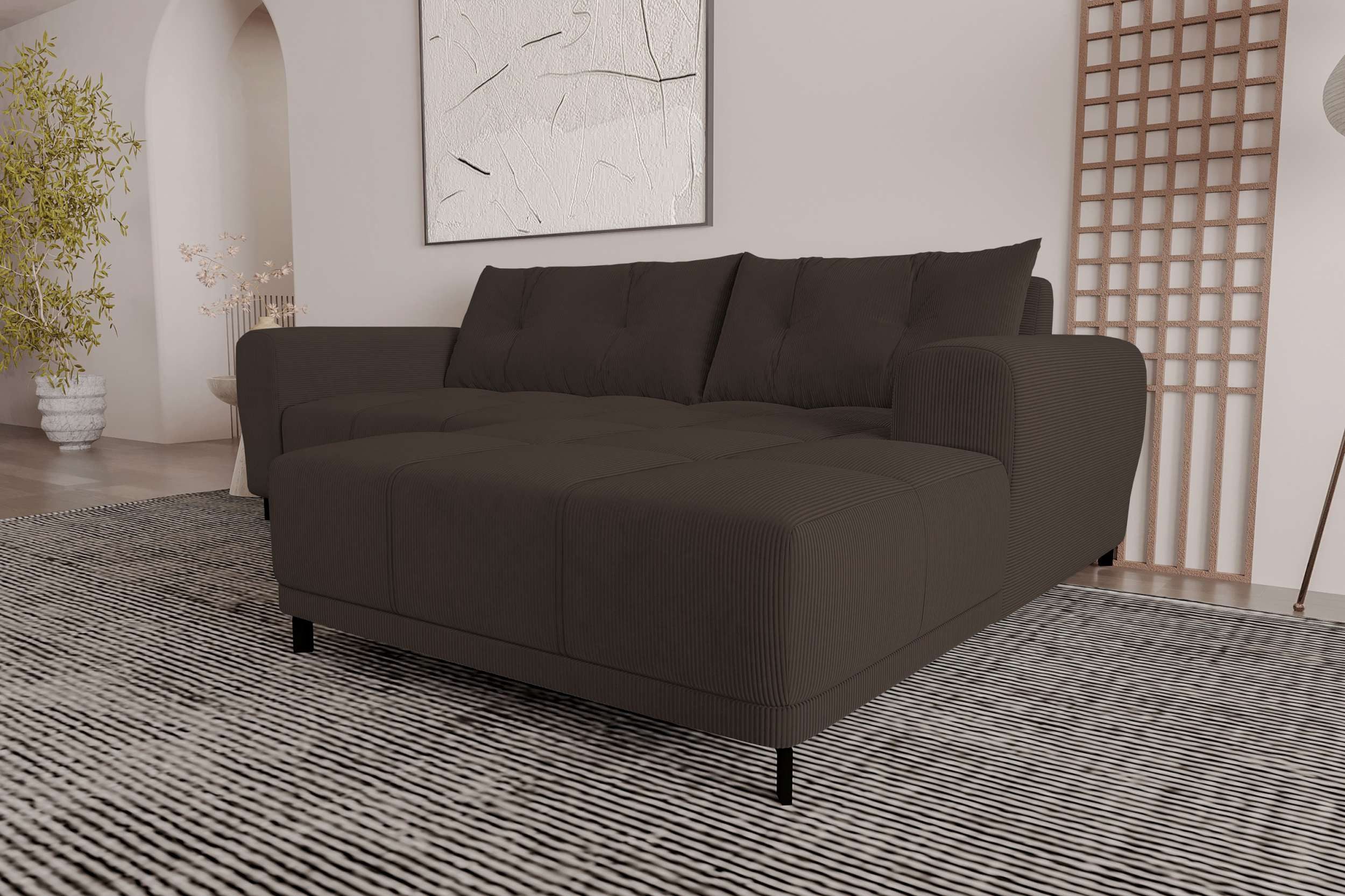 99rooms Ecksofa Massimo, Sofa L-Form, Eckcouch, mit Schlaffunktion,Rundumbezug, in Cordstoff POSO