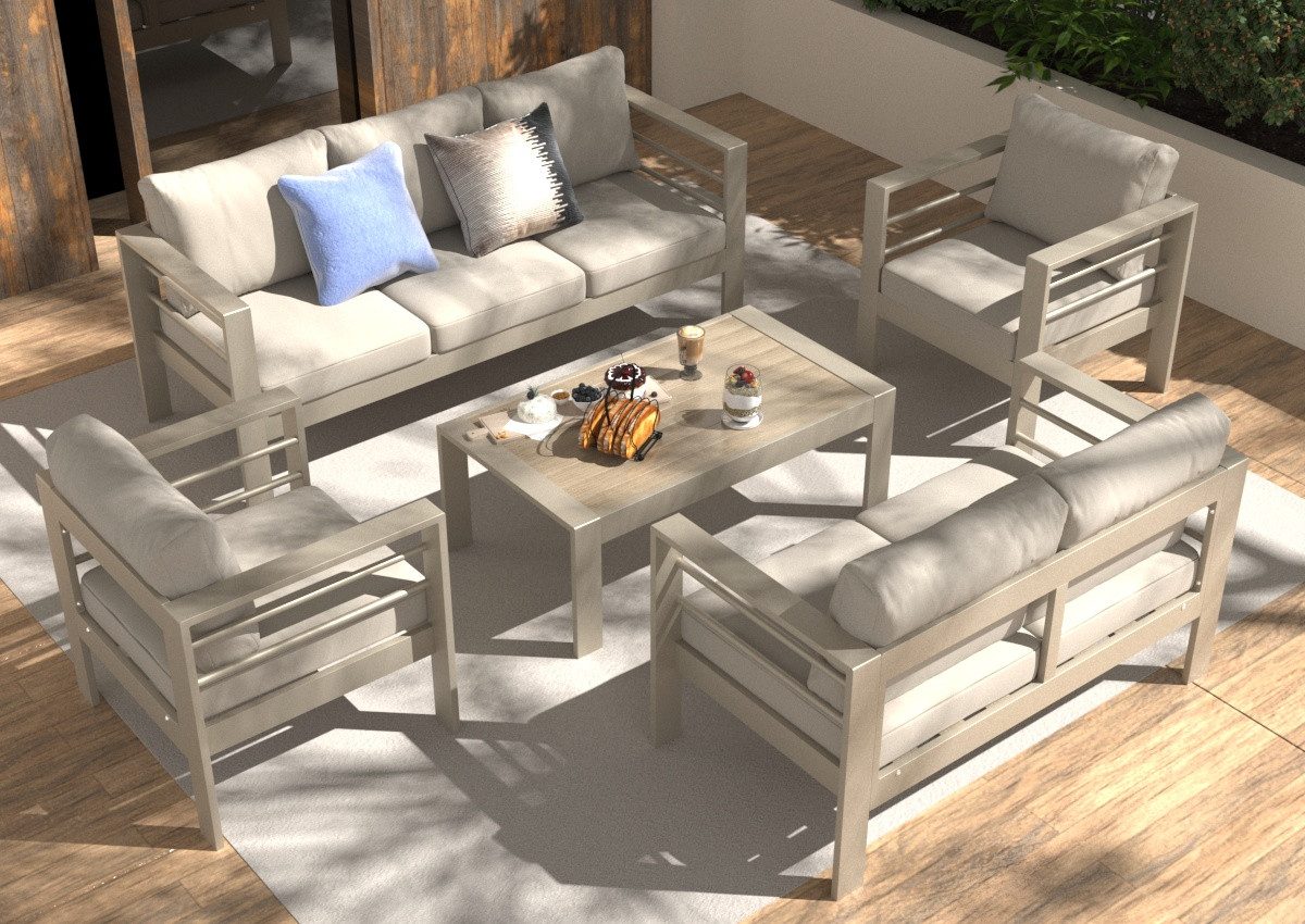 MeXo Gartenlounge-Set Gartenmöbel Set Aluminium 7 günstig online kaufen
