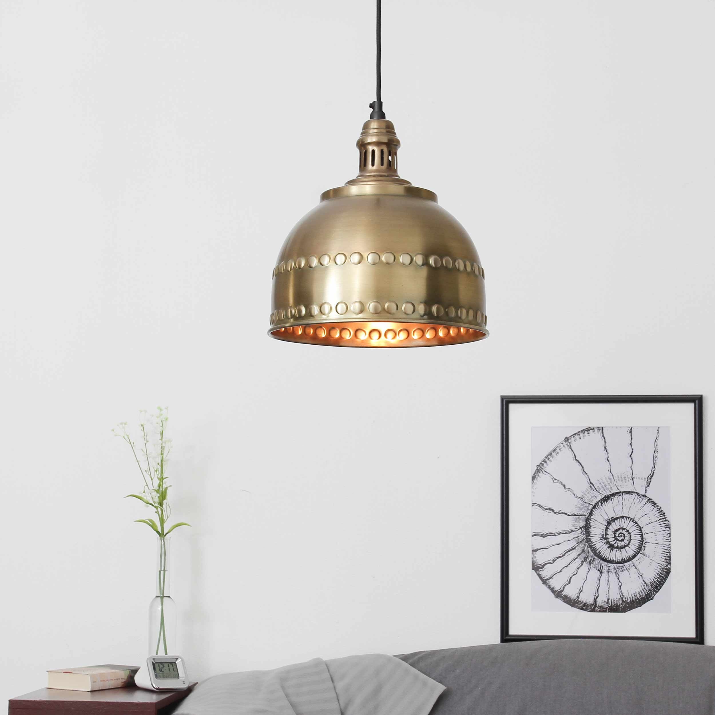 Bronze Metall Pendelleuchte Hängeleuchte Leuchtmittel, in Küche Hängelampe Esszimmer STUDDED, Licht-Erlebnisse ohne E27