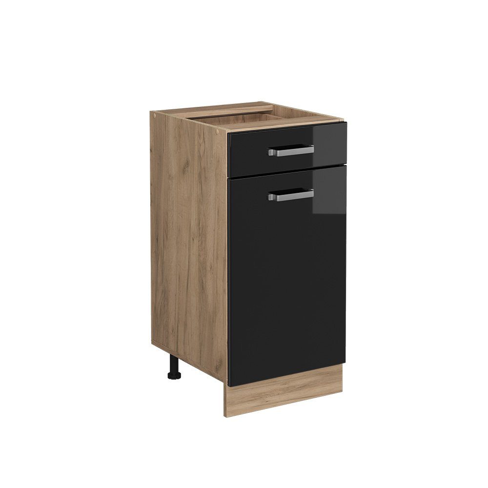 Vicco Unterschrank R-Line, Schwarz Hochglanz/Goldkraft Eiche, günstig online kaufen