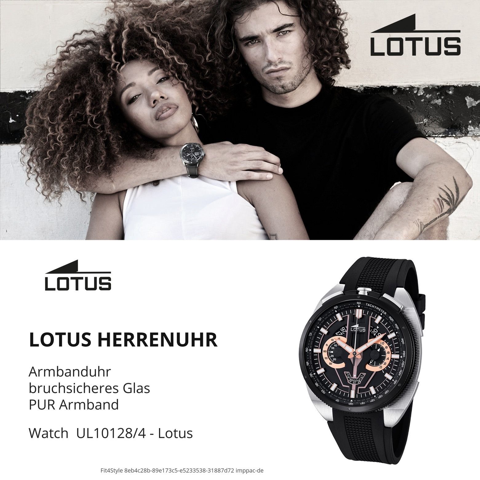 Lotus Chronograph Lotus schwarz Herren rund, Uhr Armbanduhr Herren groß L10128/4 PURarmband (ca. 45mm), PUR, Elegant