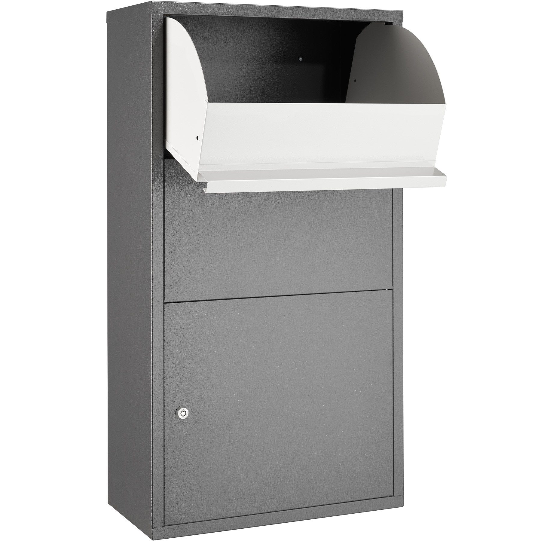 tectake Wandbriefkasten Postbox mit integrierter Rückholsperre, Paketmaße bis 39 x 30 x 12 (Briefkasten Fortress, in anthrazit), Zylinderschloss mit 2 Schlüsseln, zur Wandmontage, aus Stahl