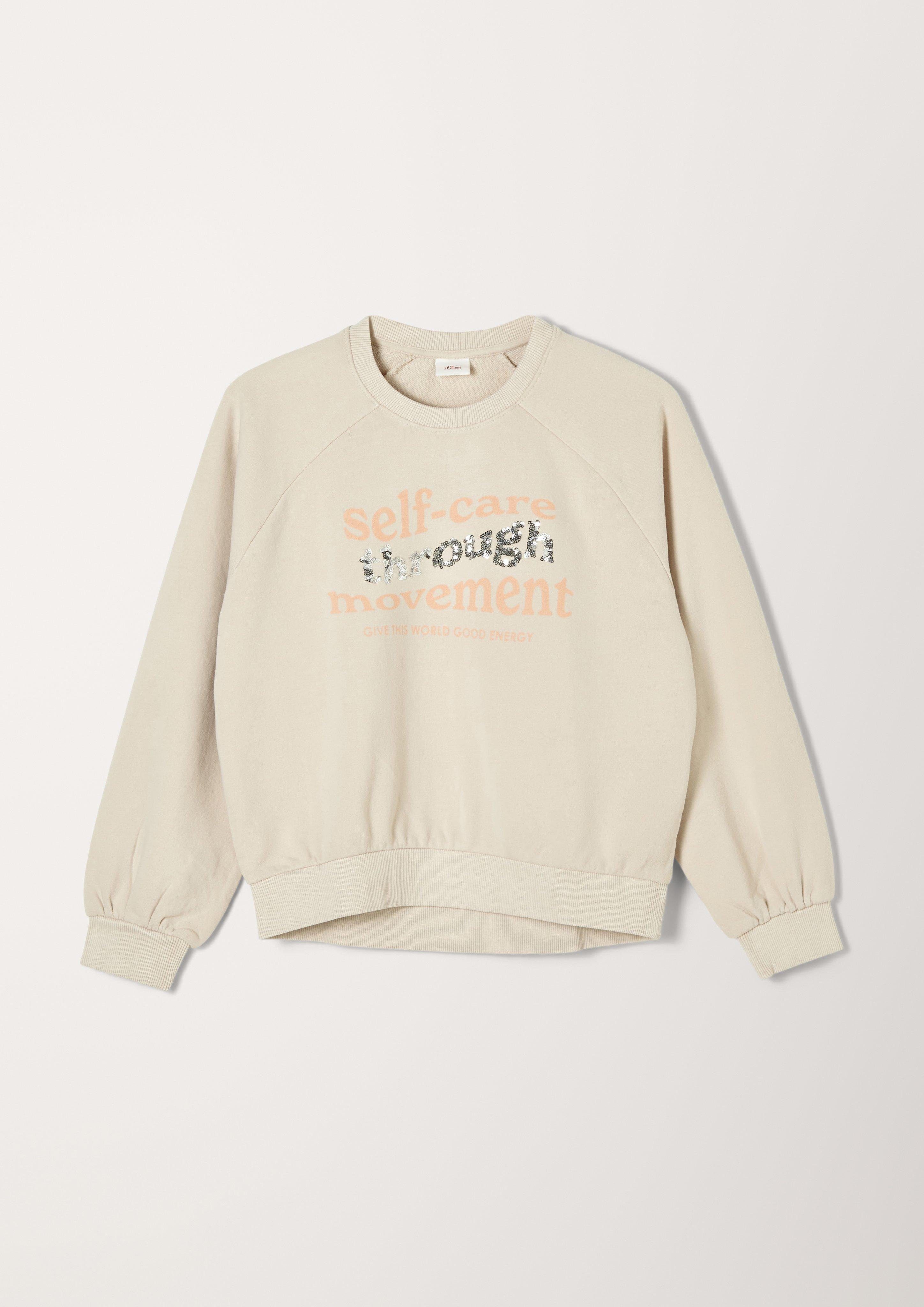 Sweatshirt Pailletten Sweatshirt Wording mit s.Oliver cream