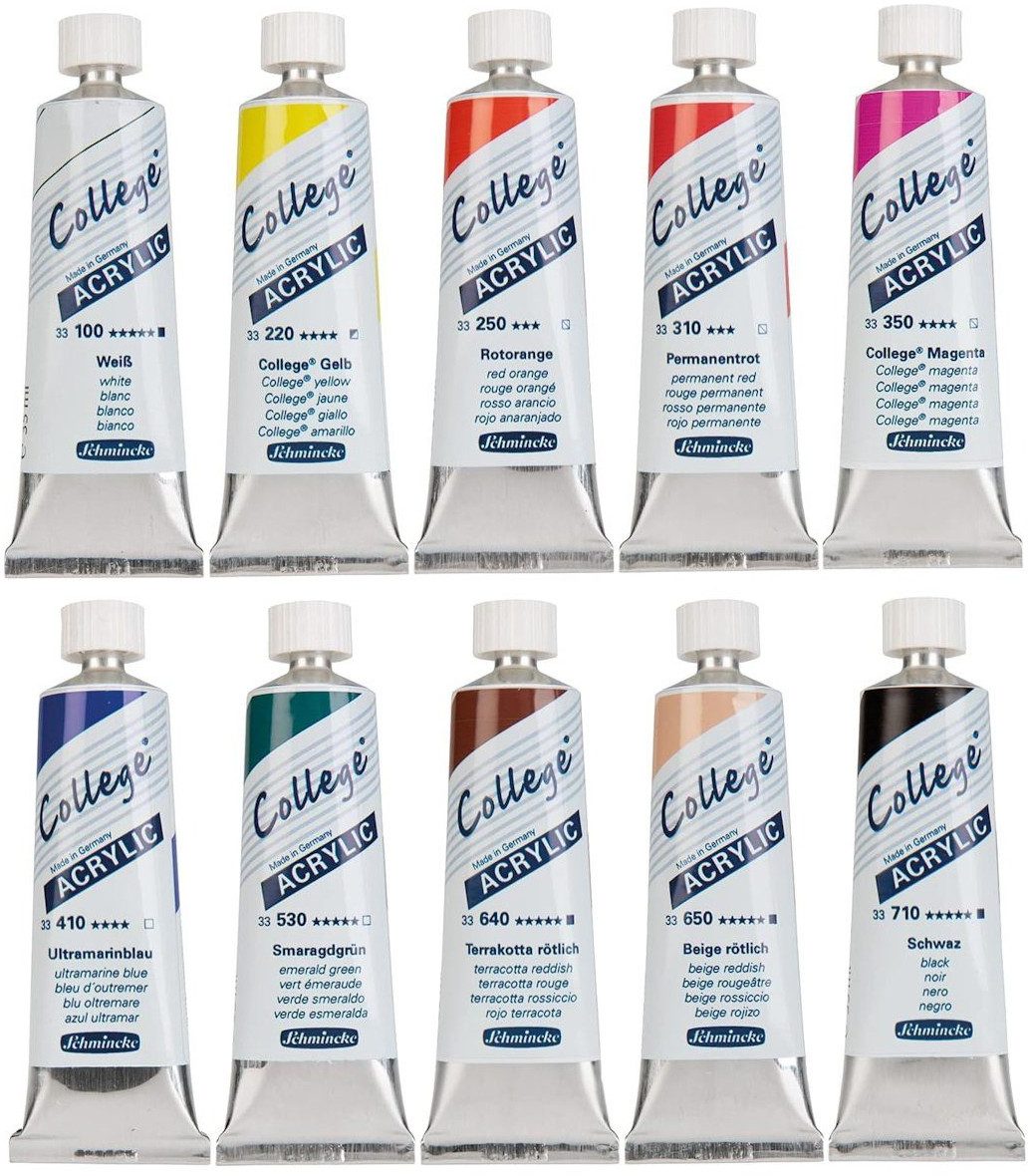 Schmincke Acrylfarbe College Acrylic Set 10 Tuben-Farben je 35 ml/ Starterset