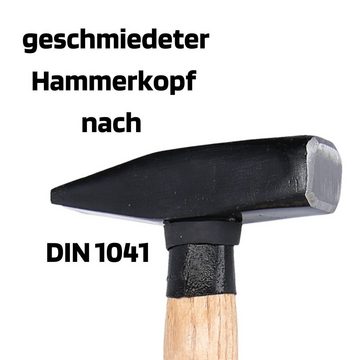 SW-STAHL Hammer 50903L Schlosserhammer, 300 g mit Hickory-Holzstiel, mit Stielschutz