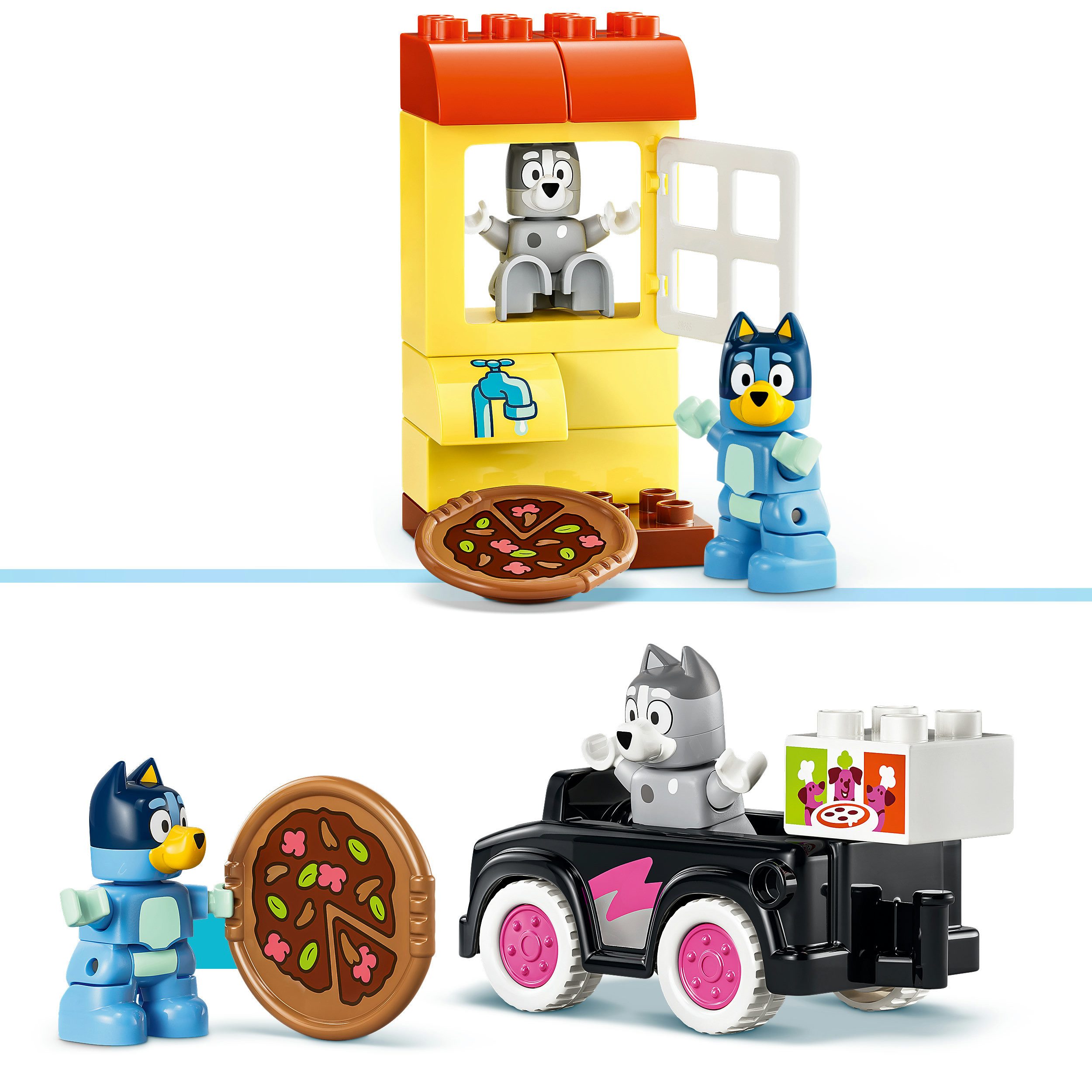 LEGO® Pizza-Schwestern mit Muffin und Bluey (10469), LEGO DUPLO Bluey Konstruktionsspielsteine, (44 St), Made in Europe – Bild 5 von 5
