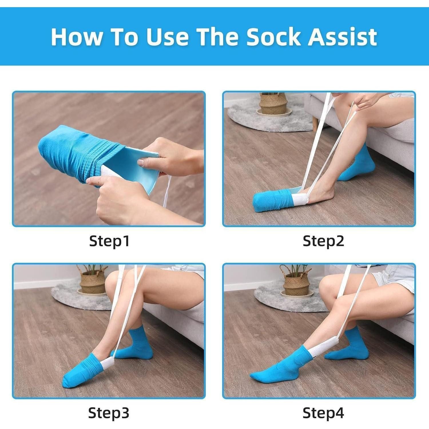 Fanwer Anziehhilfe Anziehhilfe für Socken und Hosen, Hosenbänder inklusive, hochwertiges