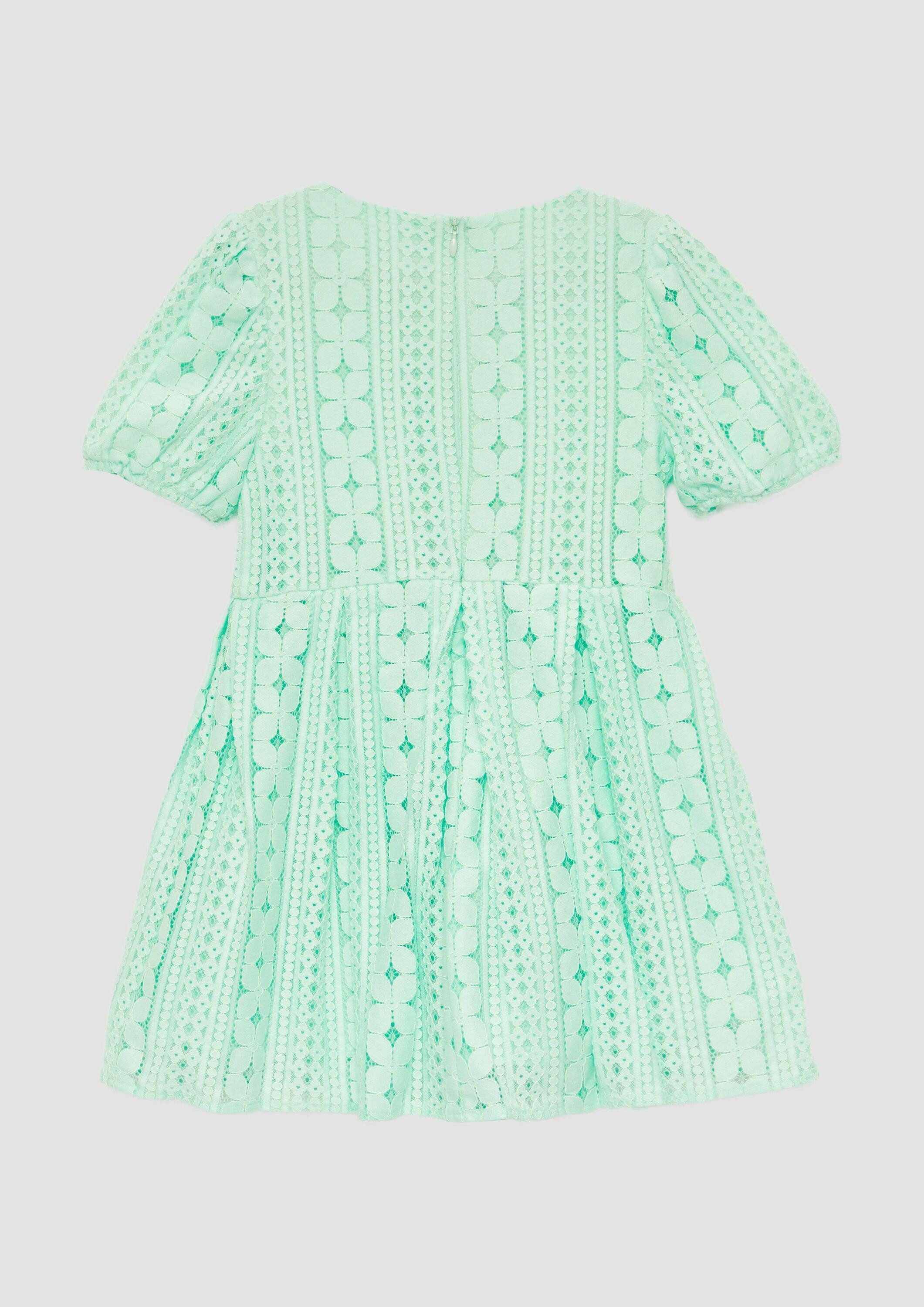 s.Oliver Minikleid Kleid Kurzes Kleid aus Spitze mit elastischen Bündchen an den Ärmeln