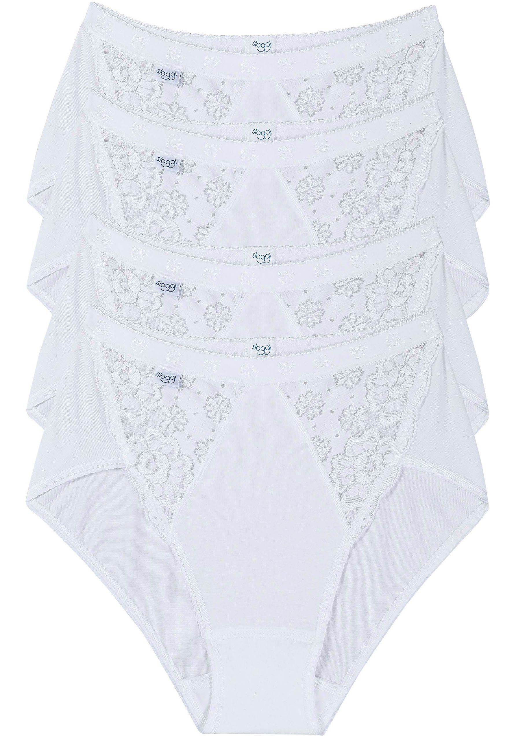 sloggi Slip Chic Midi 4P (4-St., 4er Pack) mit elastischen Spitzeneinsätzen