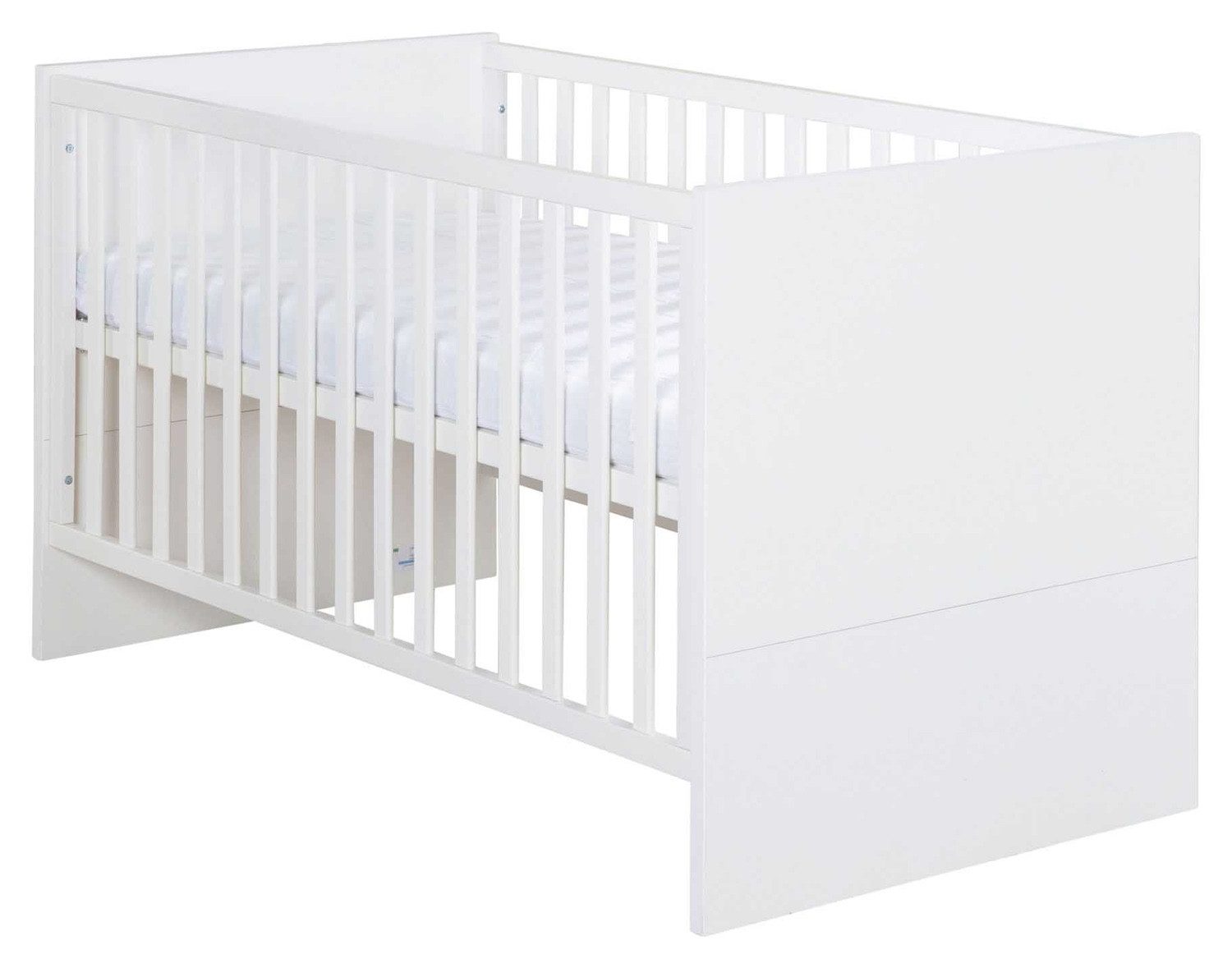 Babybett KIMI, 70 x 140 cm, Weiß, mit 3 Schlupfsprossen