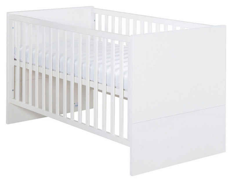 roba® Babybett KIMI, 70 x 140 cm, Weiß, mit 3 Schlupfsprossen, 3-fach höhenverstellbarer Lattenrost, ohne Matratze