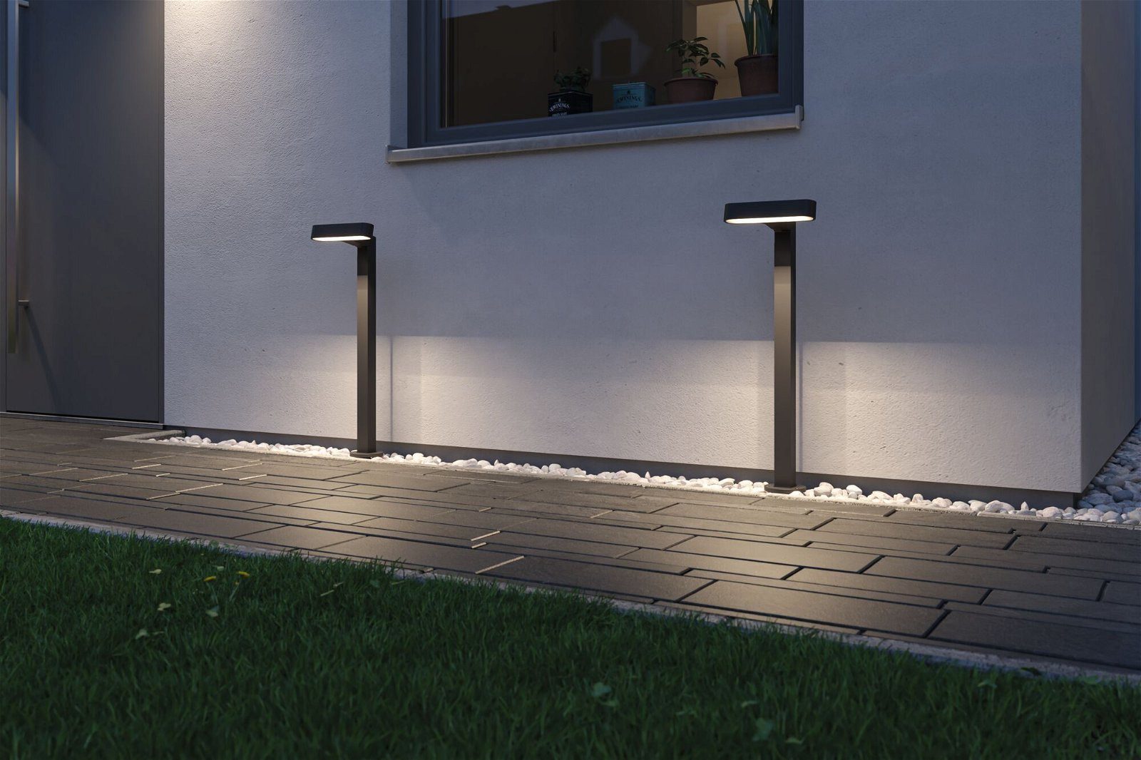 Paulmann LED Pollerleuchte Plug & Shine Ito IP65 3000K 6W Anthrazit, LED fest integriert, Warmweiß, Einzelleuchte Horizontale Ausrichtung