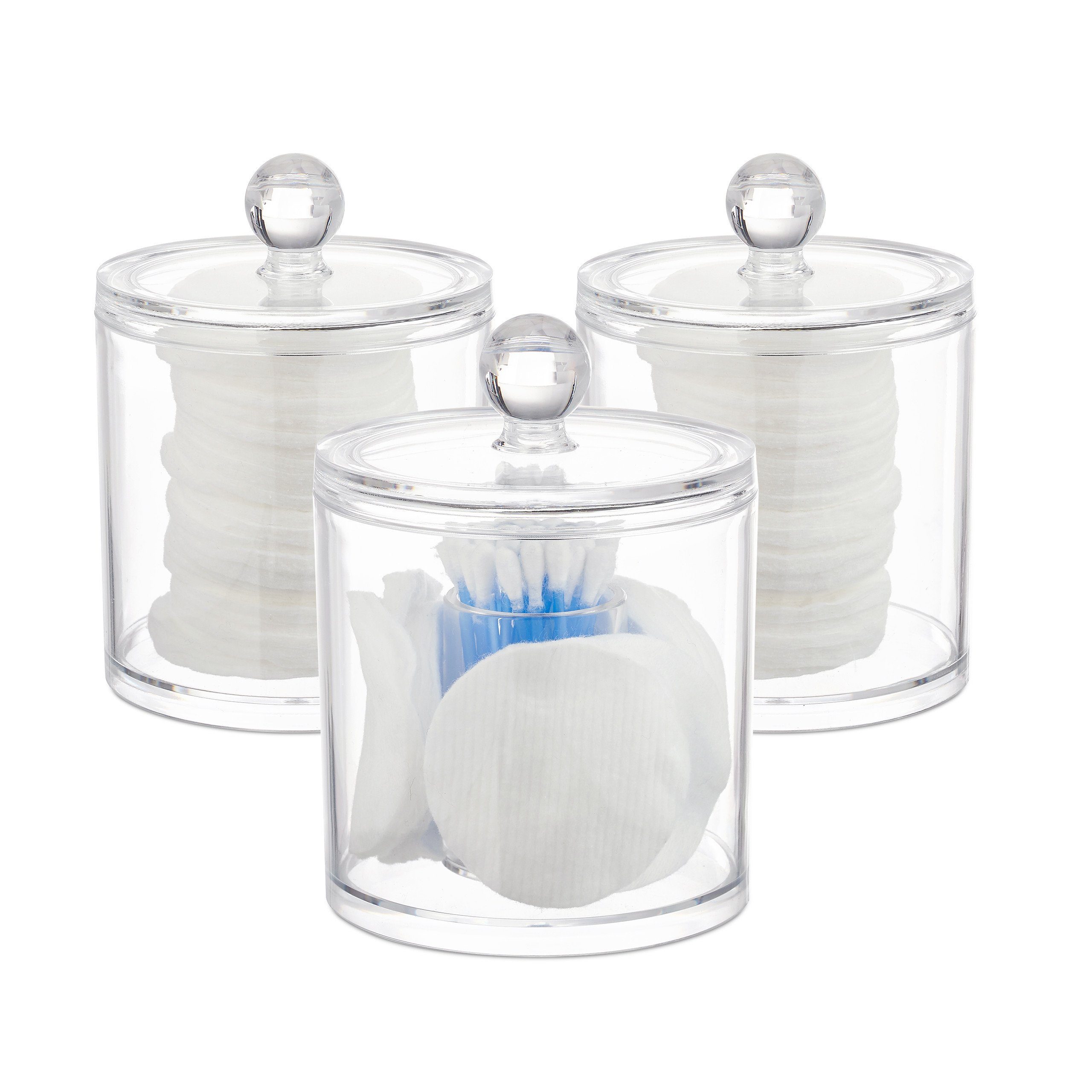 relaxdays Wattestäbchenspender Wattestäbchen Aufbewahrung 3er Set, günstig online kaufen