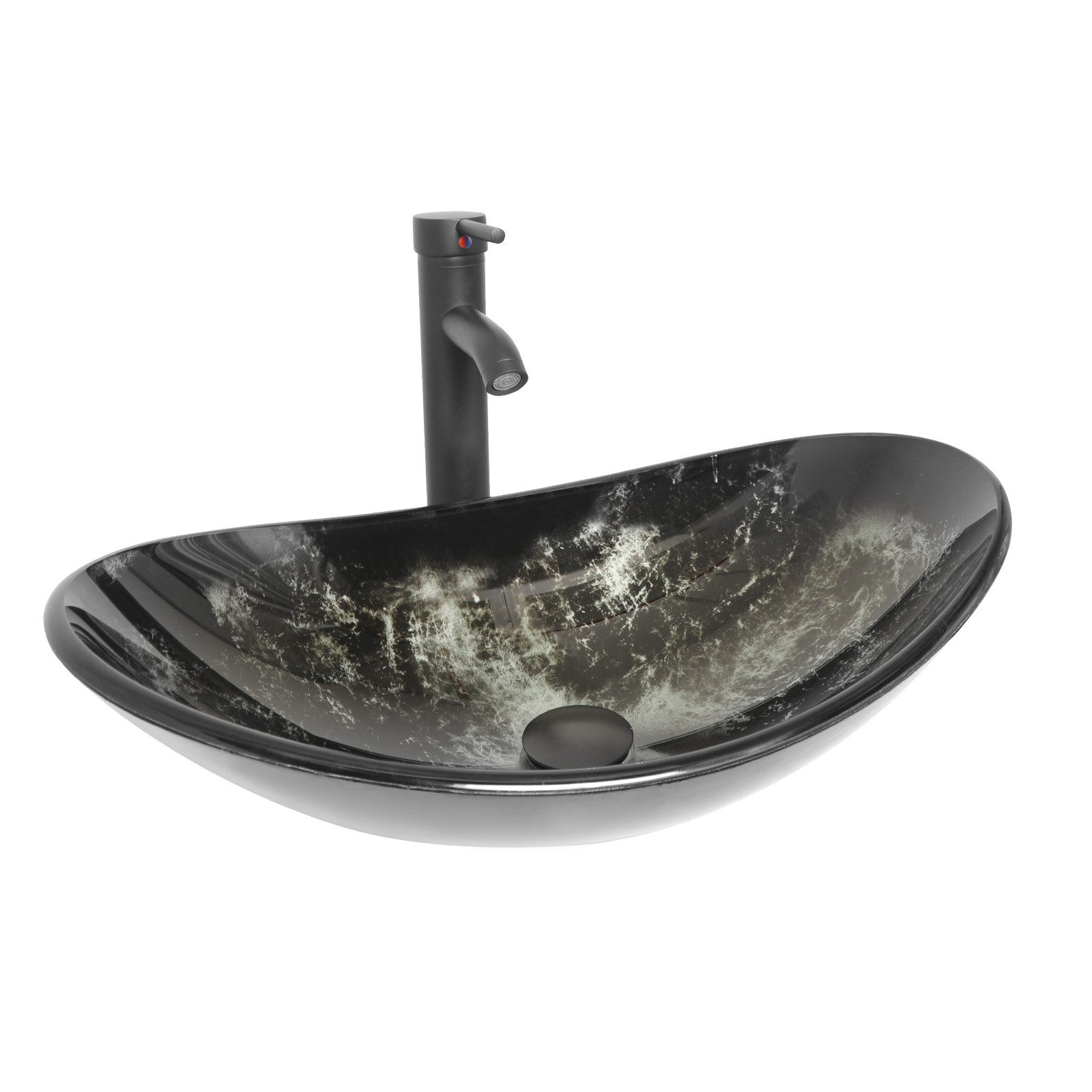 Puluomis Aufsatzwaschbecken Waschbecken Set mit Wasserhahn und Ablaufgarnit günstig online kaufen