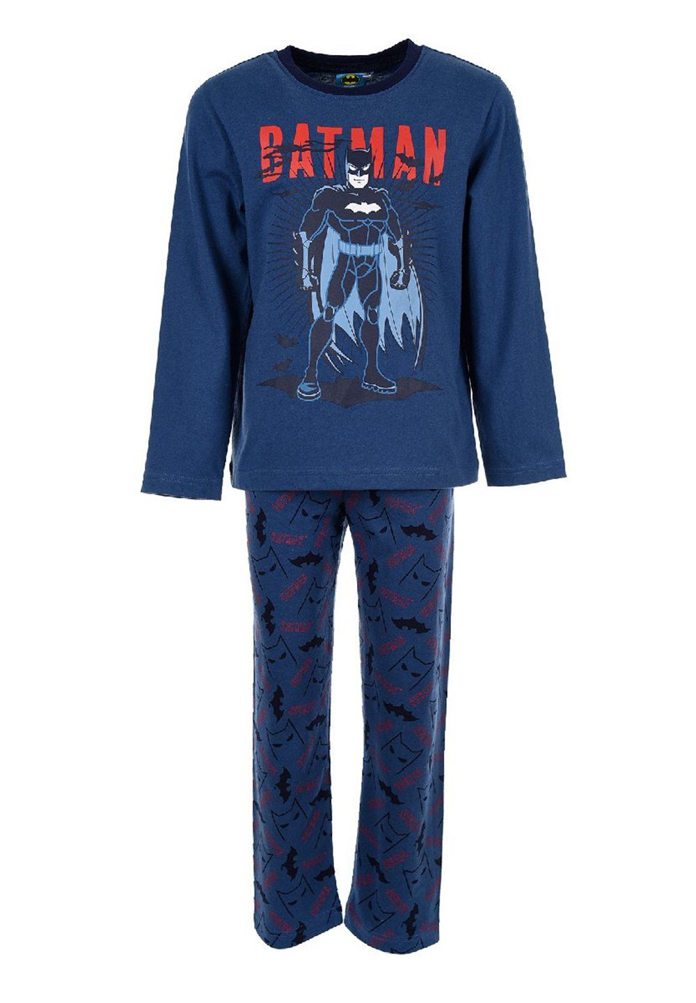 Batman Schlafanzug Kinder Jungen Pyjama langarm Nachtwäsche (2 tlg) Blau