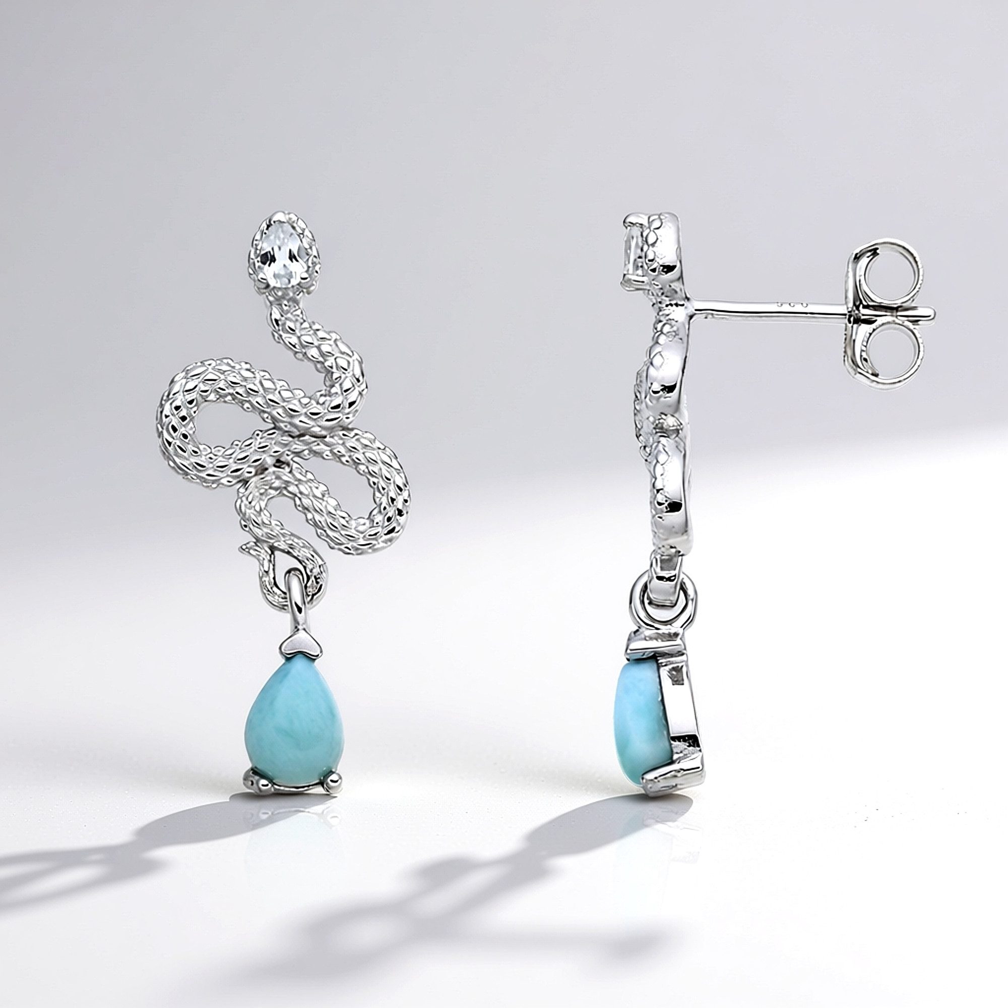 Cavill Ohrring-Set Larimar Sterling Silber Schlangenohrringe (2-tlg)