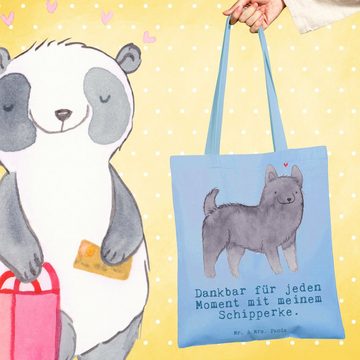 Mr. & Mrs. Panda Tragetasche Schipperke Moment - Sky Blue - Geschenk, Einkaufstasche, Rassehund, b (1-tlg), Lange Tragegriffe
