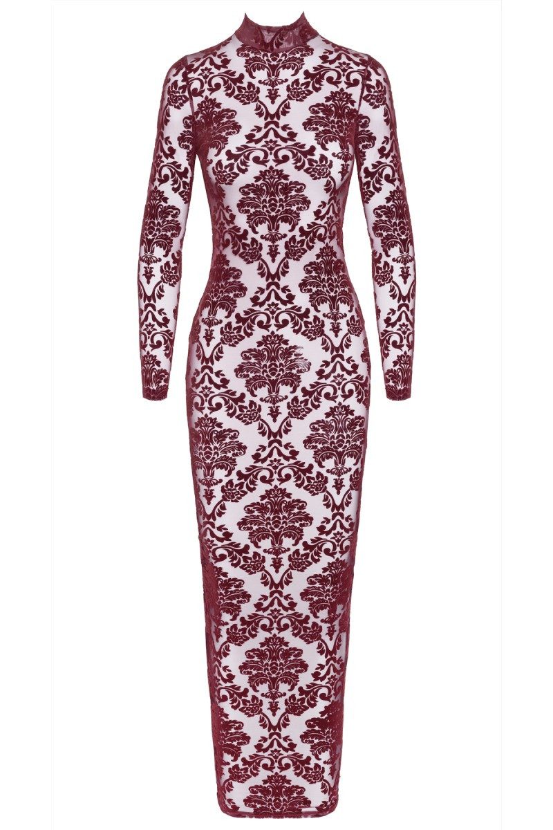 Noir Handmade Negligé langes Kleid in rot - M