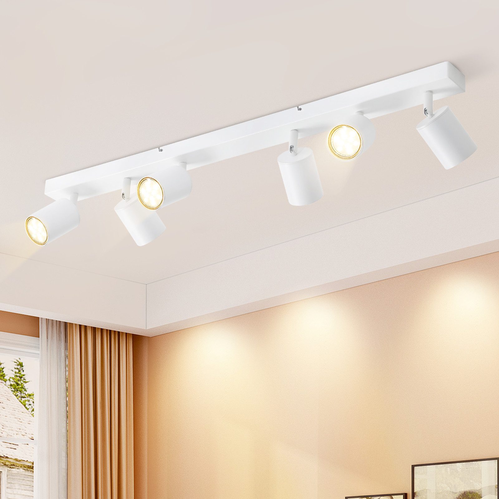 ZMH LED Deckenstrahler Retro Deckenleuchte Weiß/Schwarz -GU10 350°Schwenkbar Schlafzimmer, Einfache Installation, ohne Leuchtmittel, Modern Flurlampe Industrial Wandstrahler für Wohnzimmer