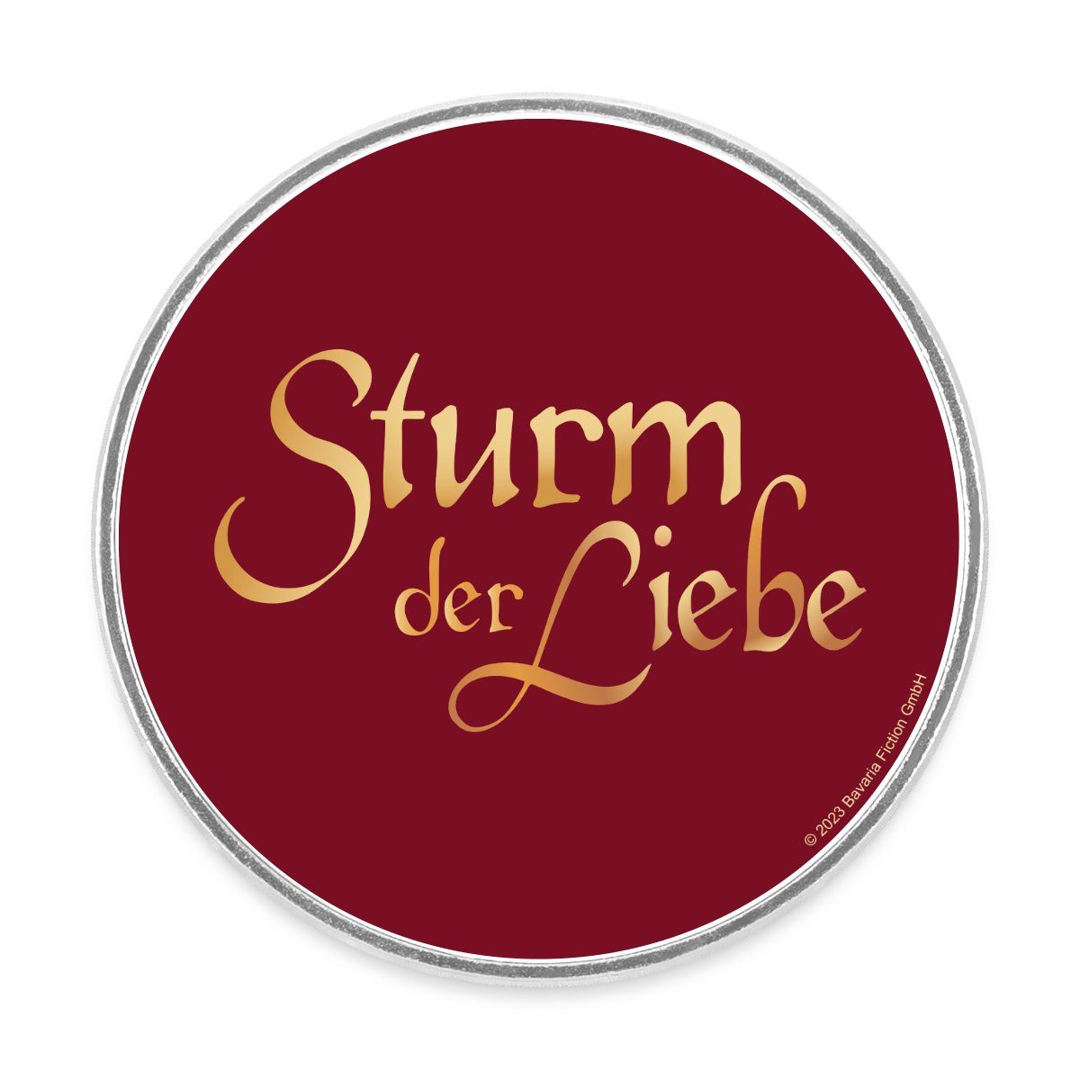 Spreadshirt Dekomagnet Sturm Der Liebe Schriftzug Logo Gold Textur Magnet Rund
