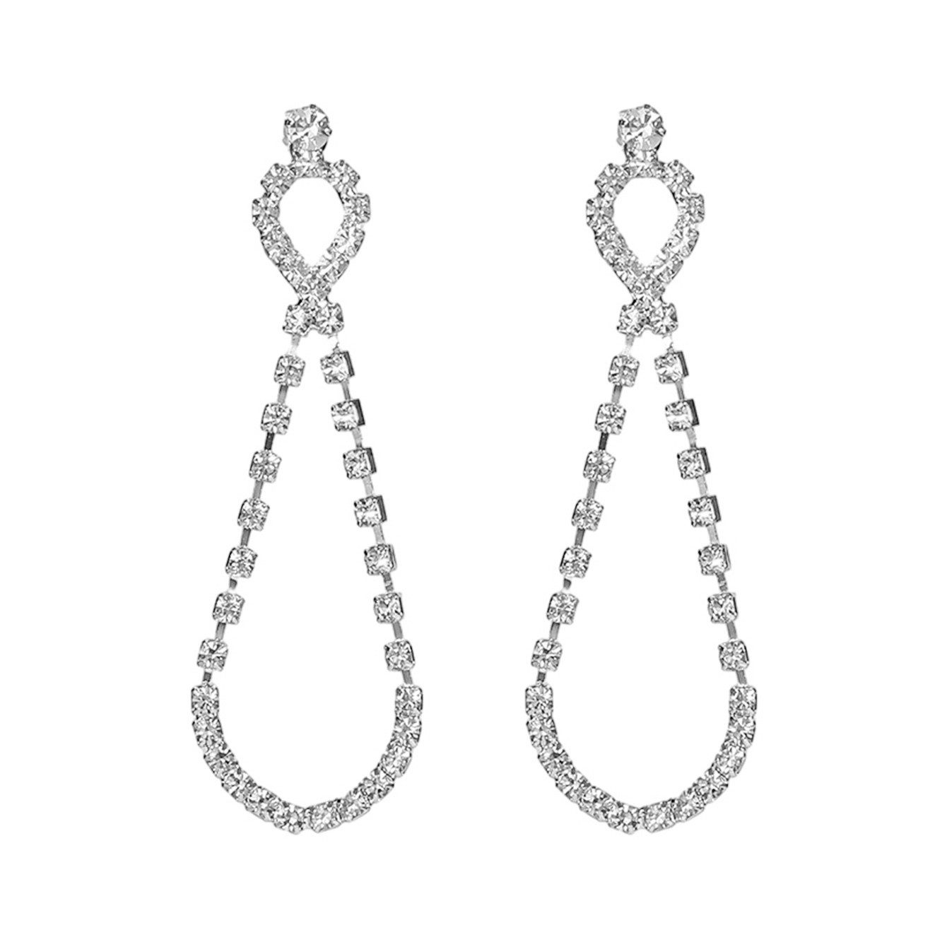 Paar Ohrhänger Ohrringe Strass 5,9 cm Silber Damenohrringe Ohrschmuck