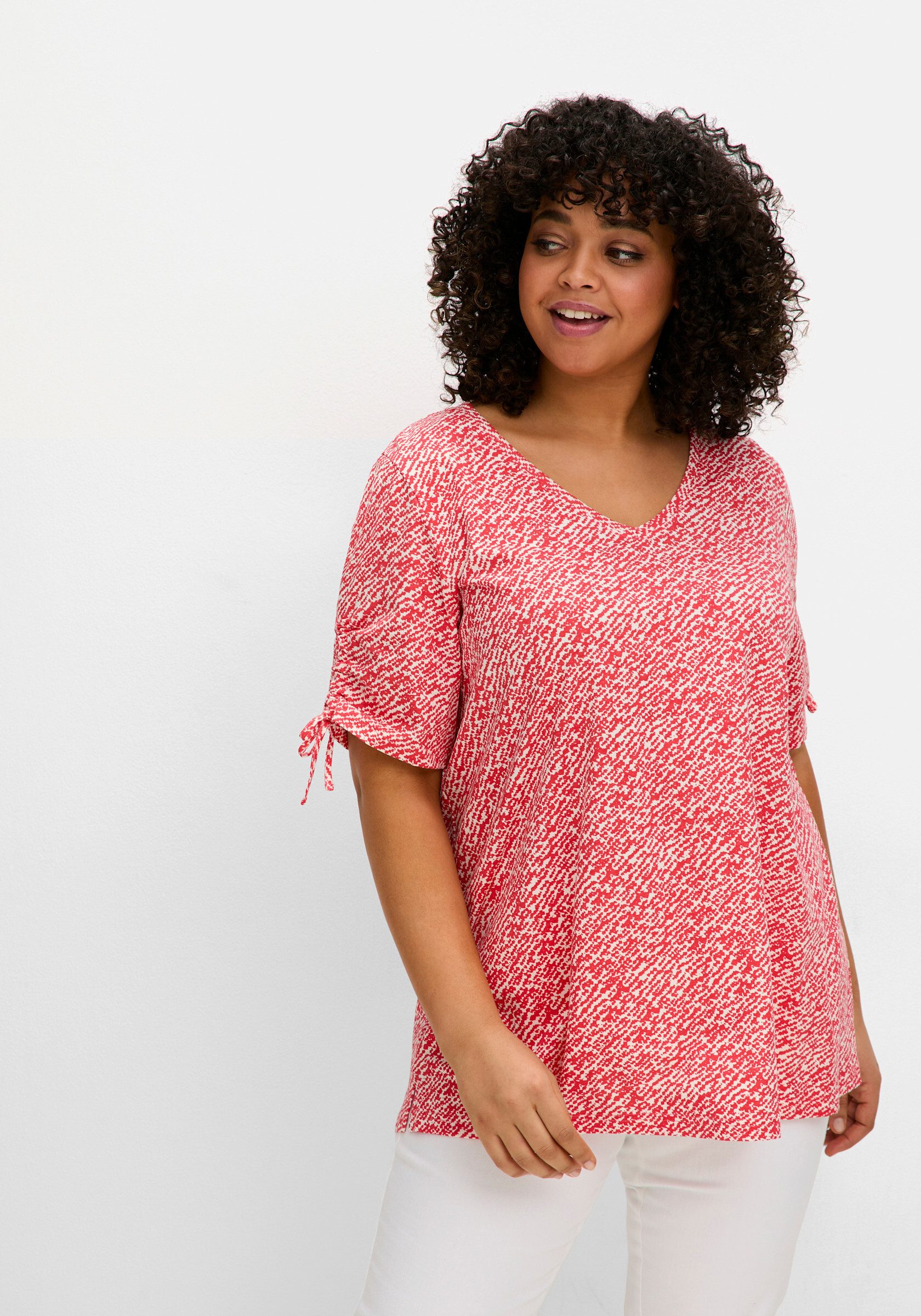 Sheego T-Shirt T-Shirt Kurzarm (2-tlg) mit Tunnelzug am Ärmel, im Doppelpac günstig online kaufen