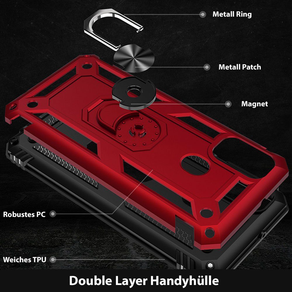 FITSU Handyhülle Handyhülle für Samsung Galaxy M30s Hülle Outdoor Case 6,4 Zoll, Robuste Handyhülle stabile Schutzhülle Cover Case mit Kamera Slider