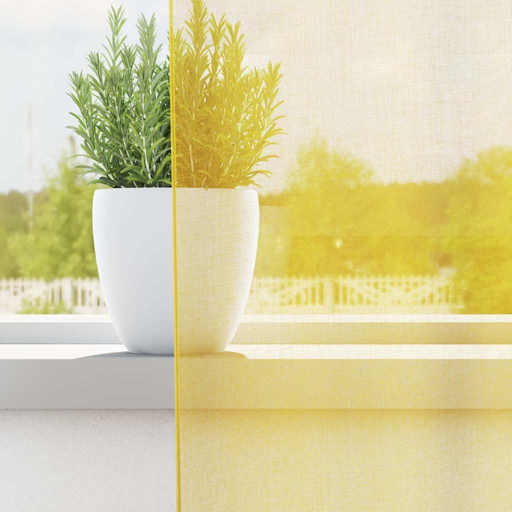 vidaXL Vorhang Voile Vorhänge mit Schlaufen 2 Stk. Gelb 140x175 cm (1 St) – Bild 3 von 5