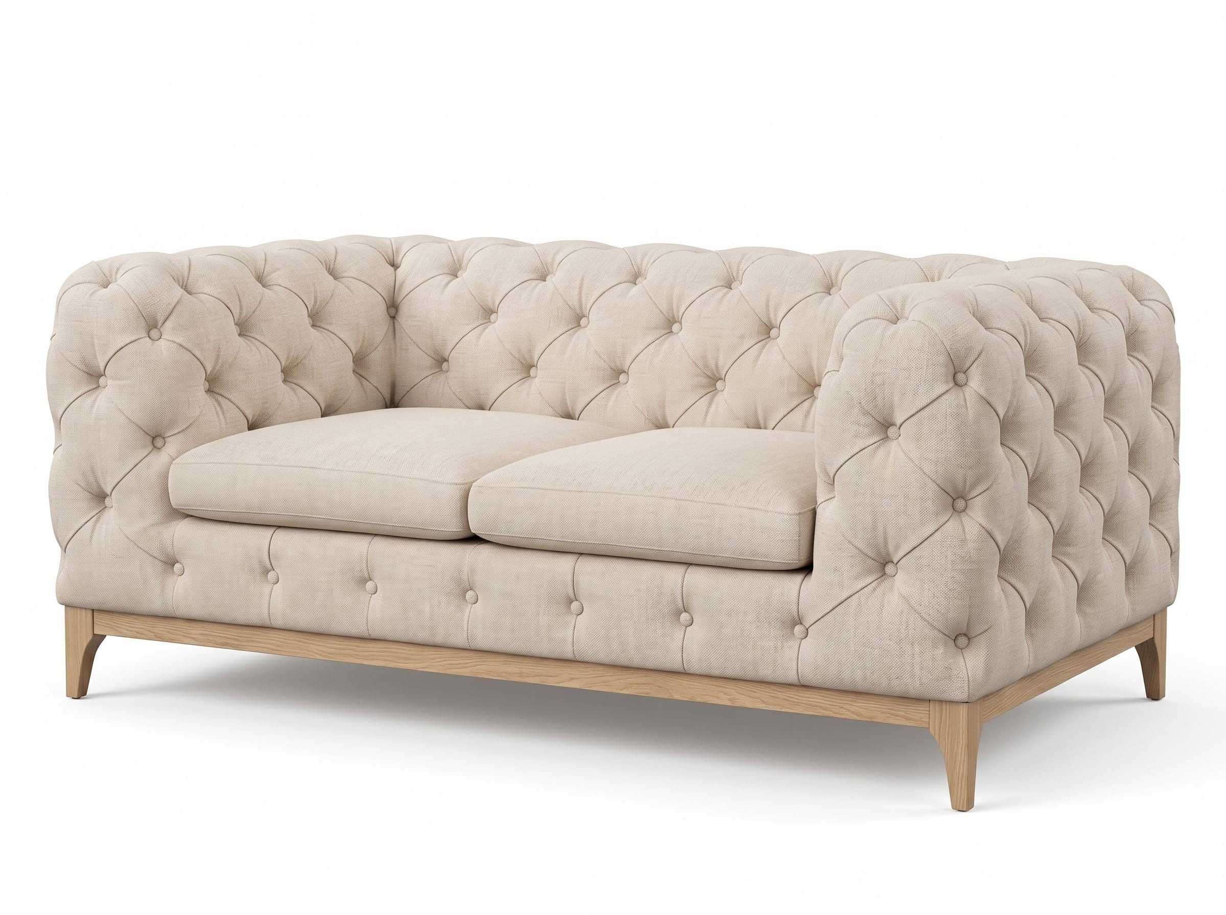 Xlmoebel Chesterfield-Sofa Beiges Chesterfield 2-Sitzer-Sofa mit gestepptem Design für Ihr, 1 Teile, Made in Europa