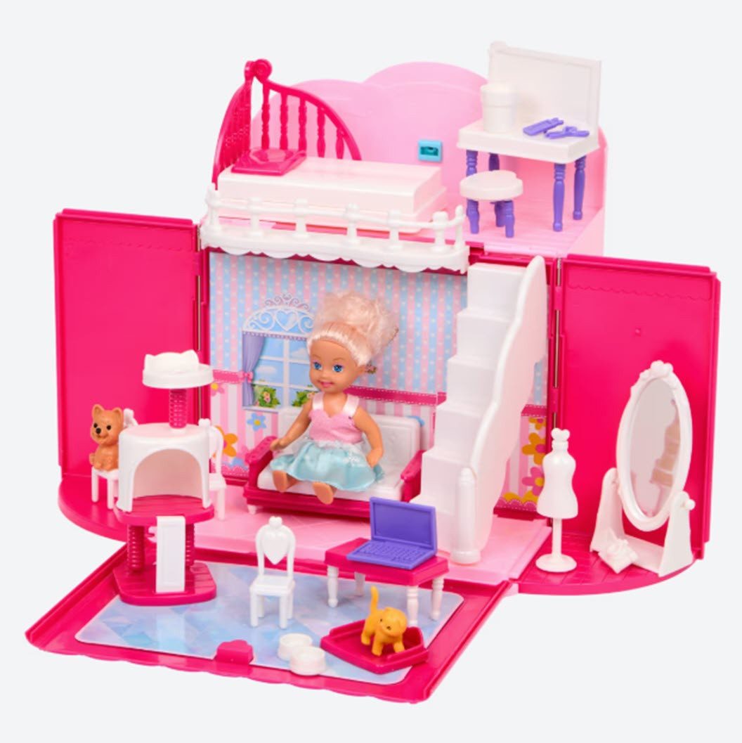 Spectrum Puppenhaus Puppe mit faltb. Puppenhaus 21,5 x 13,5 x 25,5 cm