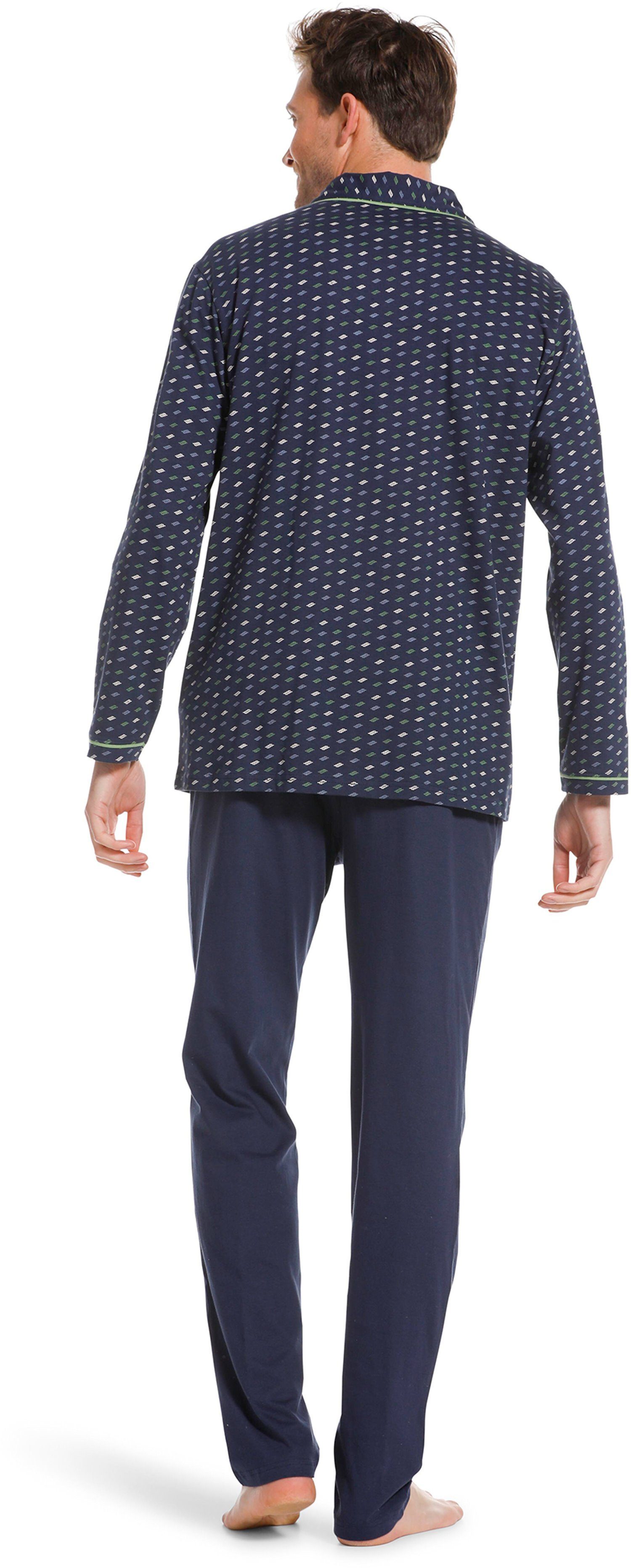 Baumwolle tlg) Herren Pyjama (2 geknöpft Schlafanzug Pastunette
