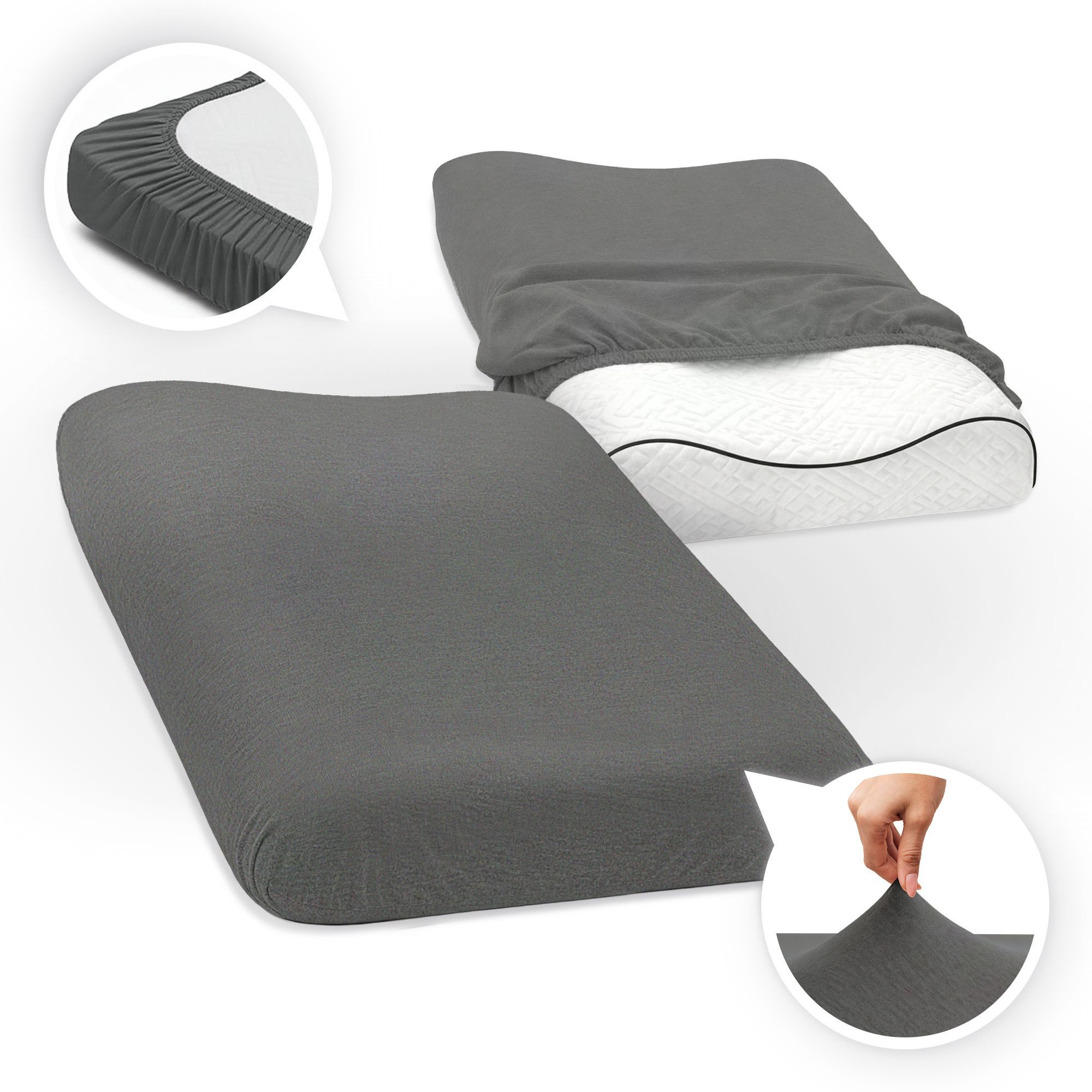 SEI Design Kissenbezüge Kissenbezug Spannbezug 2-er Pack für Gesundheitskissen – 40x60 cm, (2 Stück), Bezug ist geeignet für Nackenkissen ergnonomische Kissen Schlafkissen