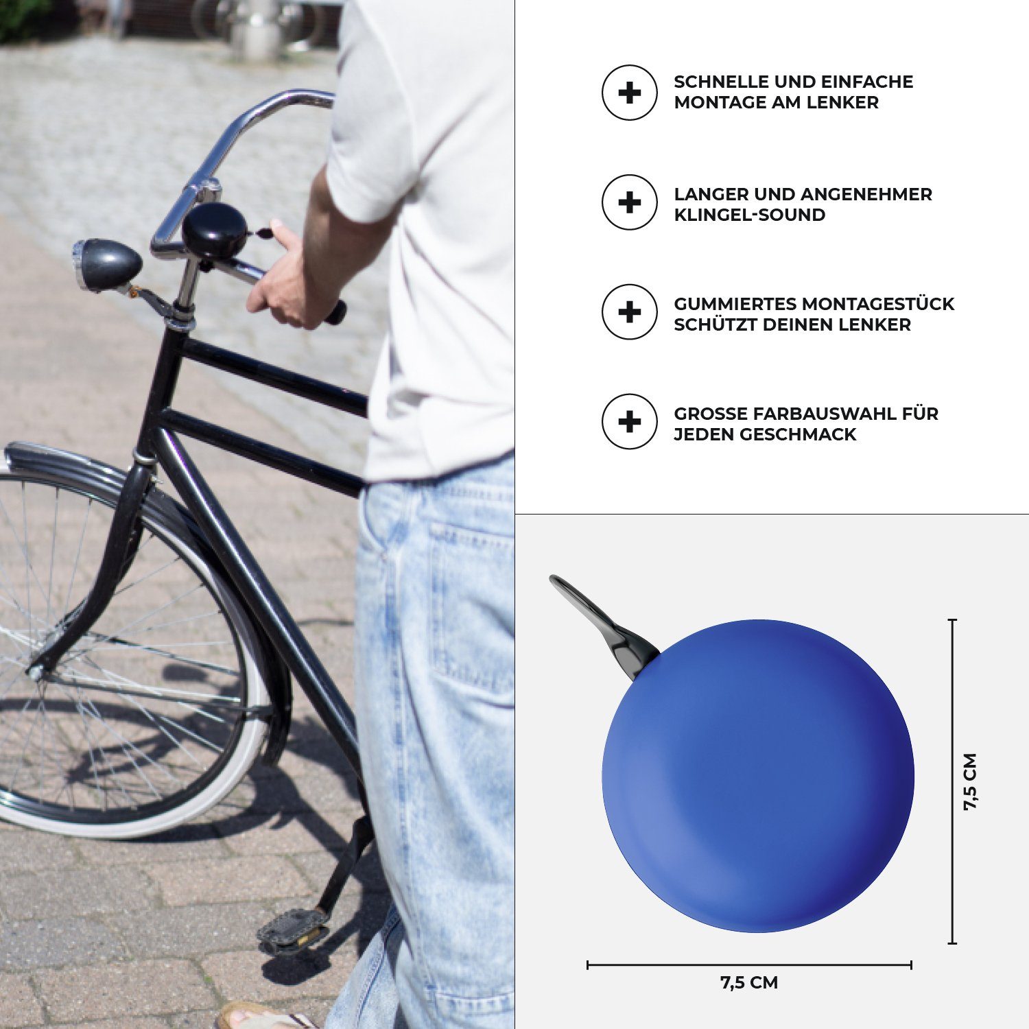 URBAN ZWEIRAD Fahrradlenker Fahrradklingel Blau Metall aus