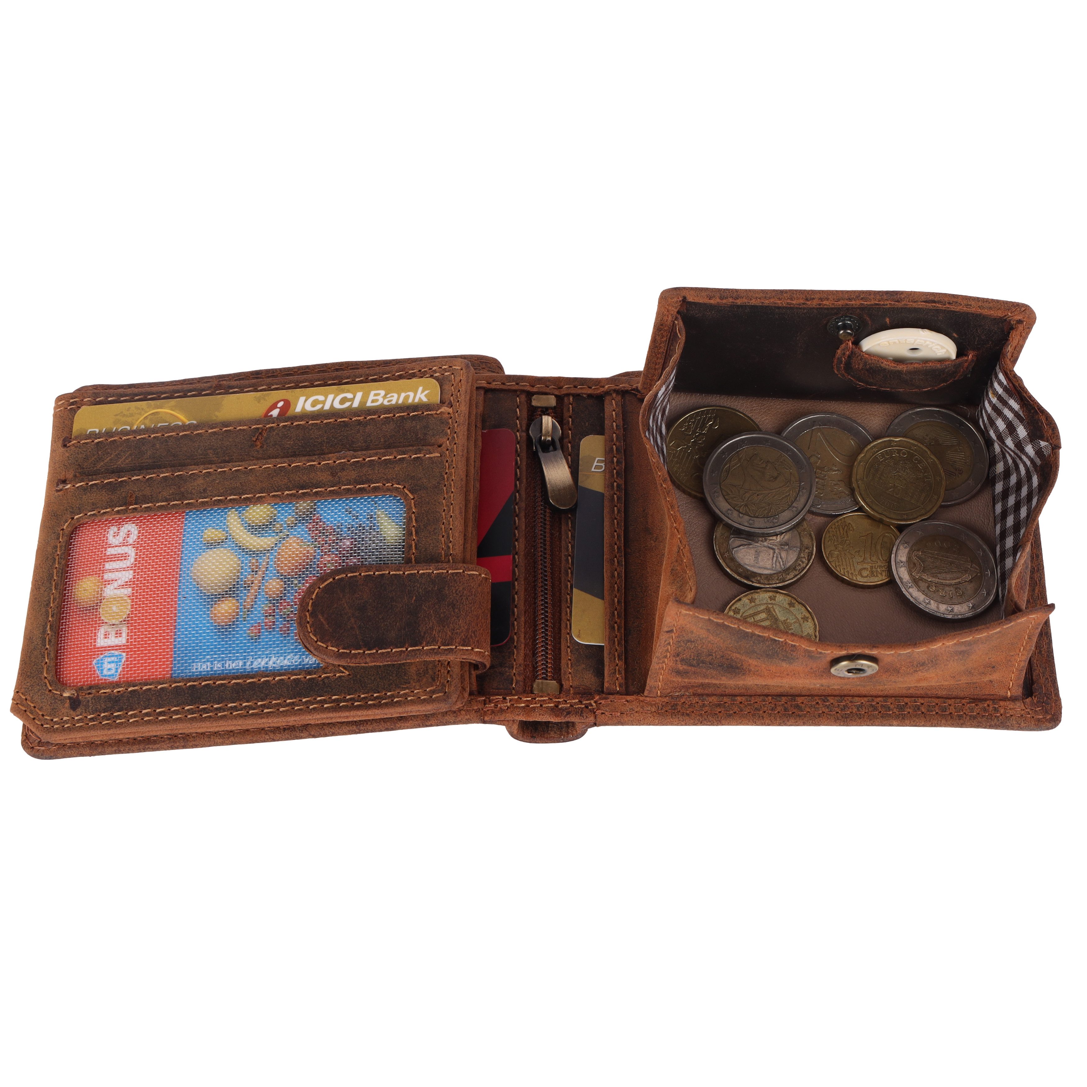 Manza Geldbörse Geldbörse Herren Großes Münzfach Portemonnaie Echt Leder RF günstig online kaufen