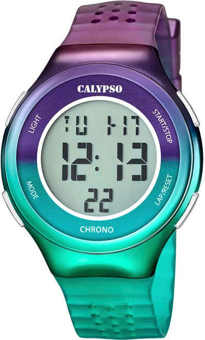 CALYPSO WATCHES Chronograph Color Splash, K5841/2, Armbanduhr, Quarzuhr, Damenuhr, Digitalanzeige, Datum, Stoppfunktion