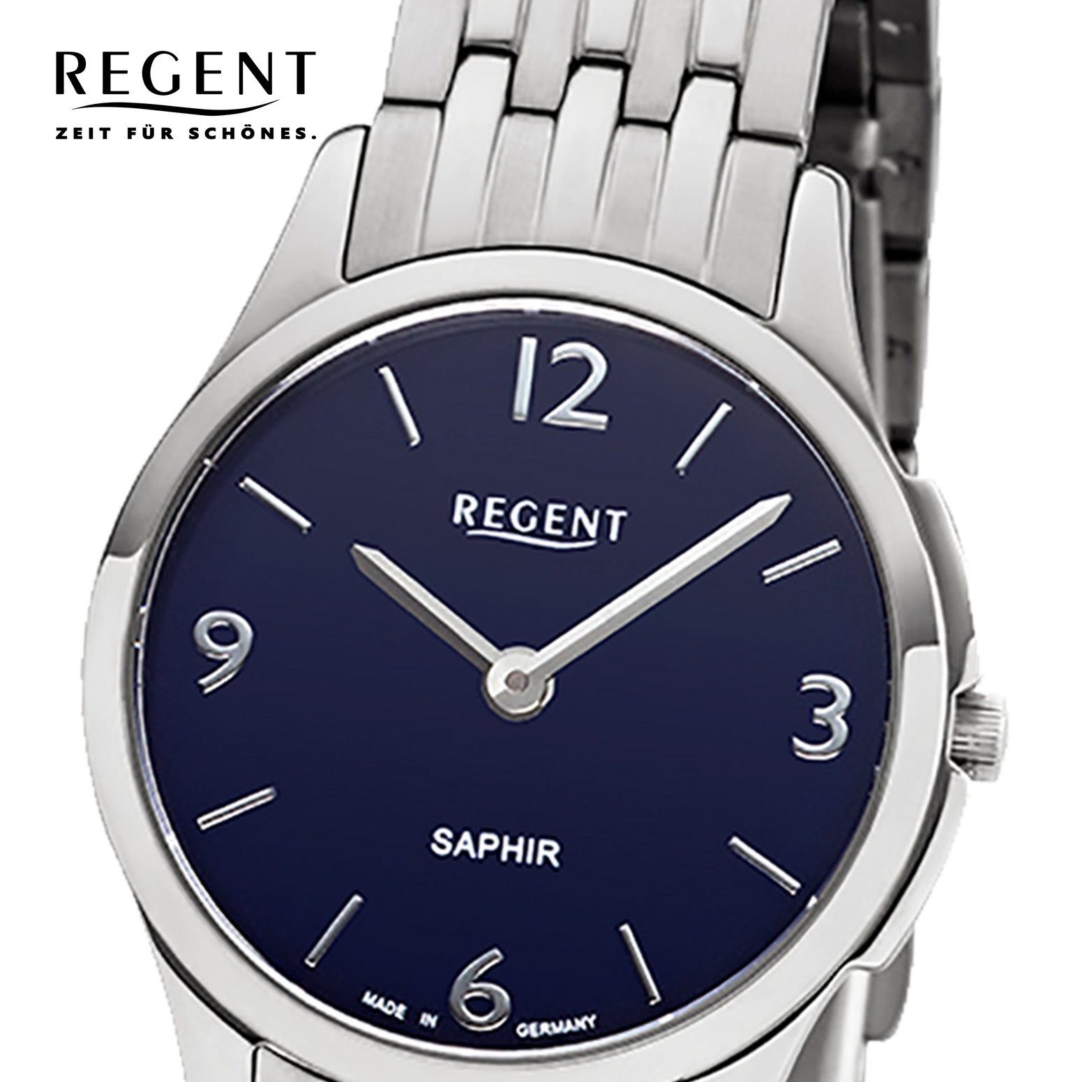 (ca. Armbanduhr Metall klein rund, Quarzuhr Regent GM-1617 Metallarmband Damen Quarz, 28mm), Uhr Damen Regent