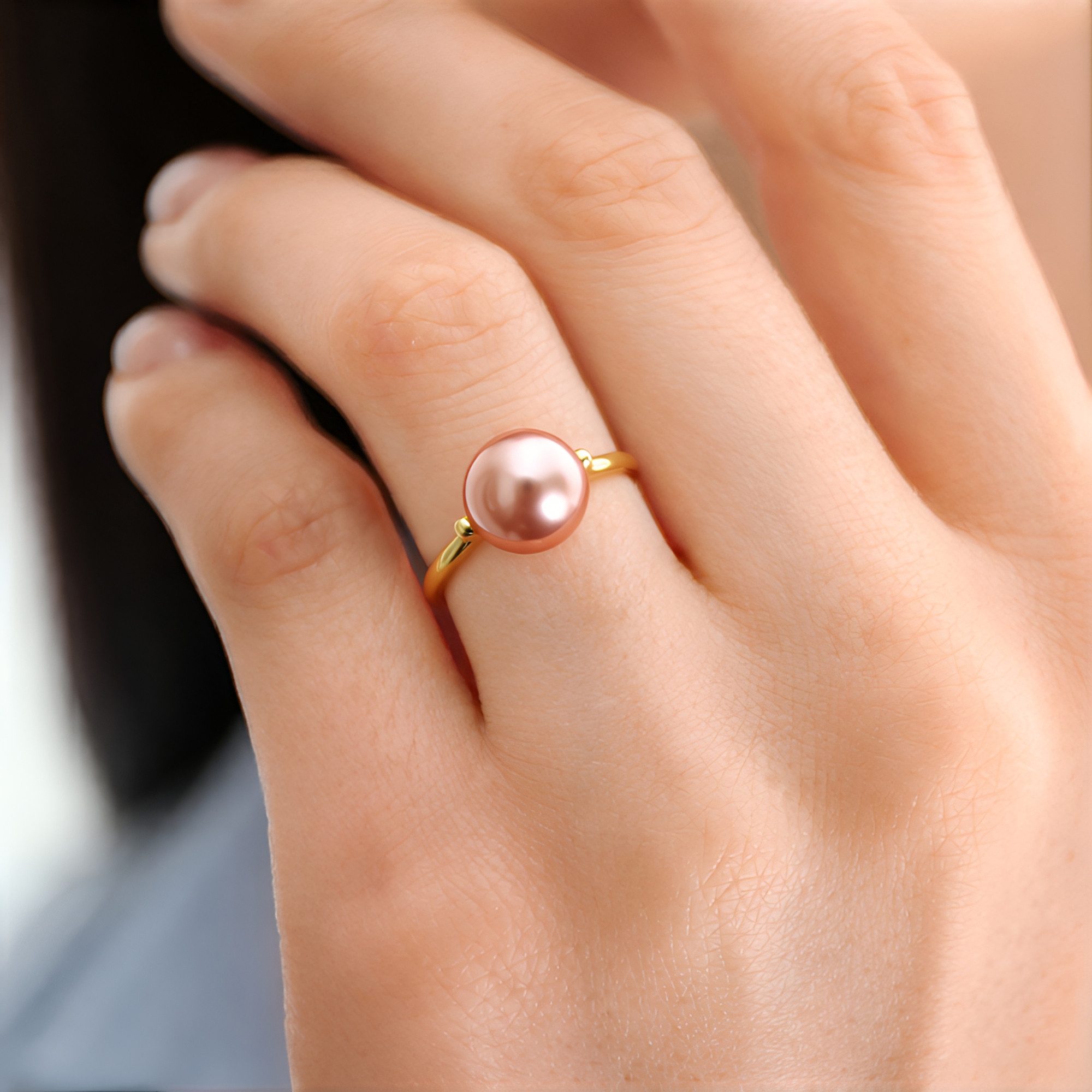 Cavill Perlenring Cavill Perlenring 925 Silber vergoldet, rosa 9,5 mm Ming-Perle (1-tlg)
