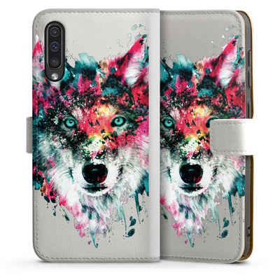 DeinDesign Handyhülle Riza Peker Wolf bunt Wolve ohne Hintergrund, Samsung Galaxy A30s Hülle Handy Flip Case Wallet Cover