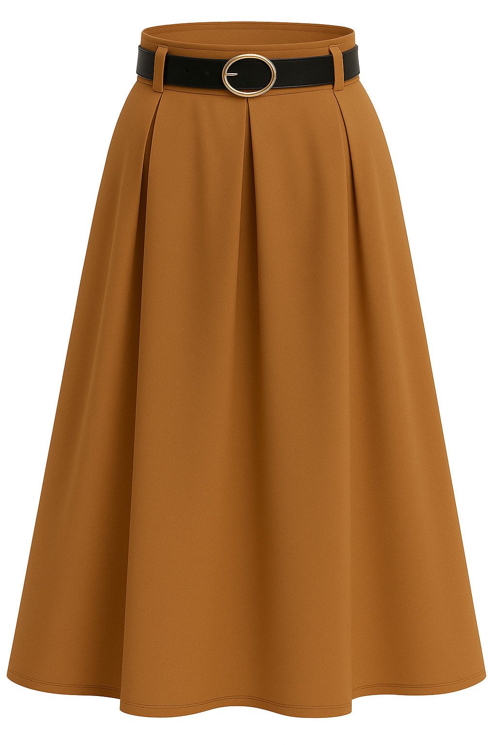 Mississhop A-Linien-Rock Eleganter Faltenrock mit Gürtel – mittellang M.430