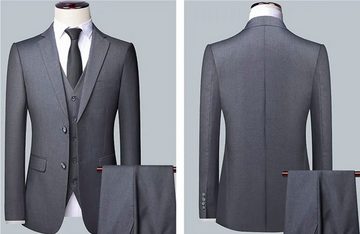 Keskin Collection Anzug 3-teilig Keskin Collection Anzug 3 teilig Schwarz Grau Dunkelblau Modern Fit (3 teiliges Set) 3 teilger Set