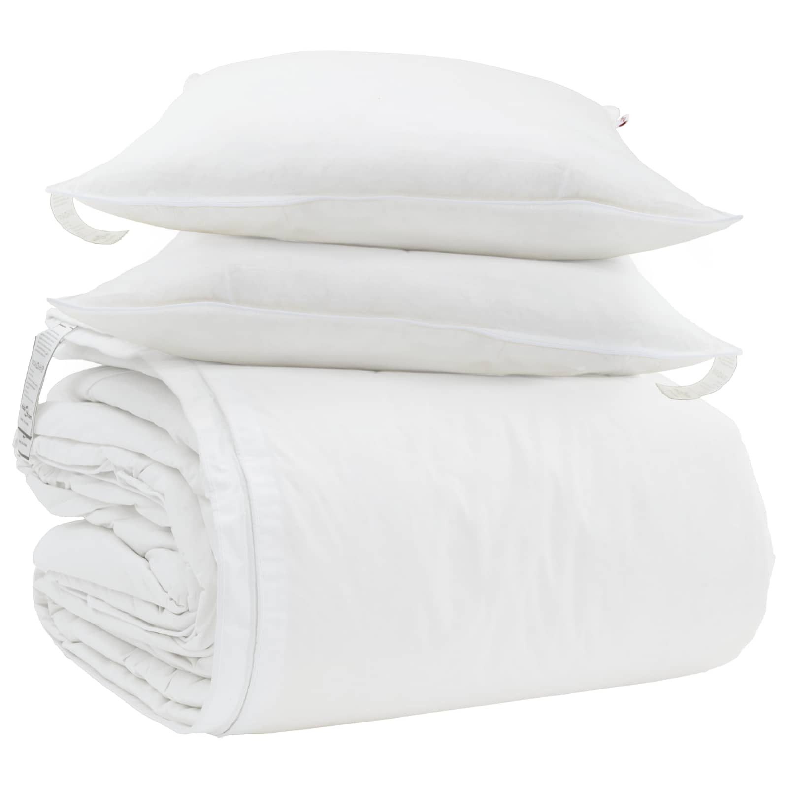 vidaXL Bett Bettdecken Set mit Kissen 3 stk. Weiß Daunenfeder (3-tlg)